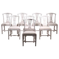 8 Gustavian Chairs with Carvings, 19th Century