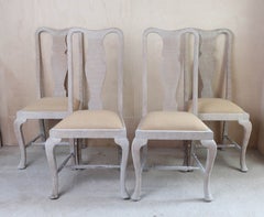 Antique  8 Gustavian Style Urn Back Dining Chairs, large table, lamp and candlesticks