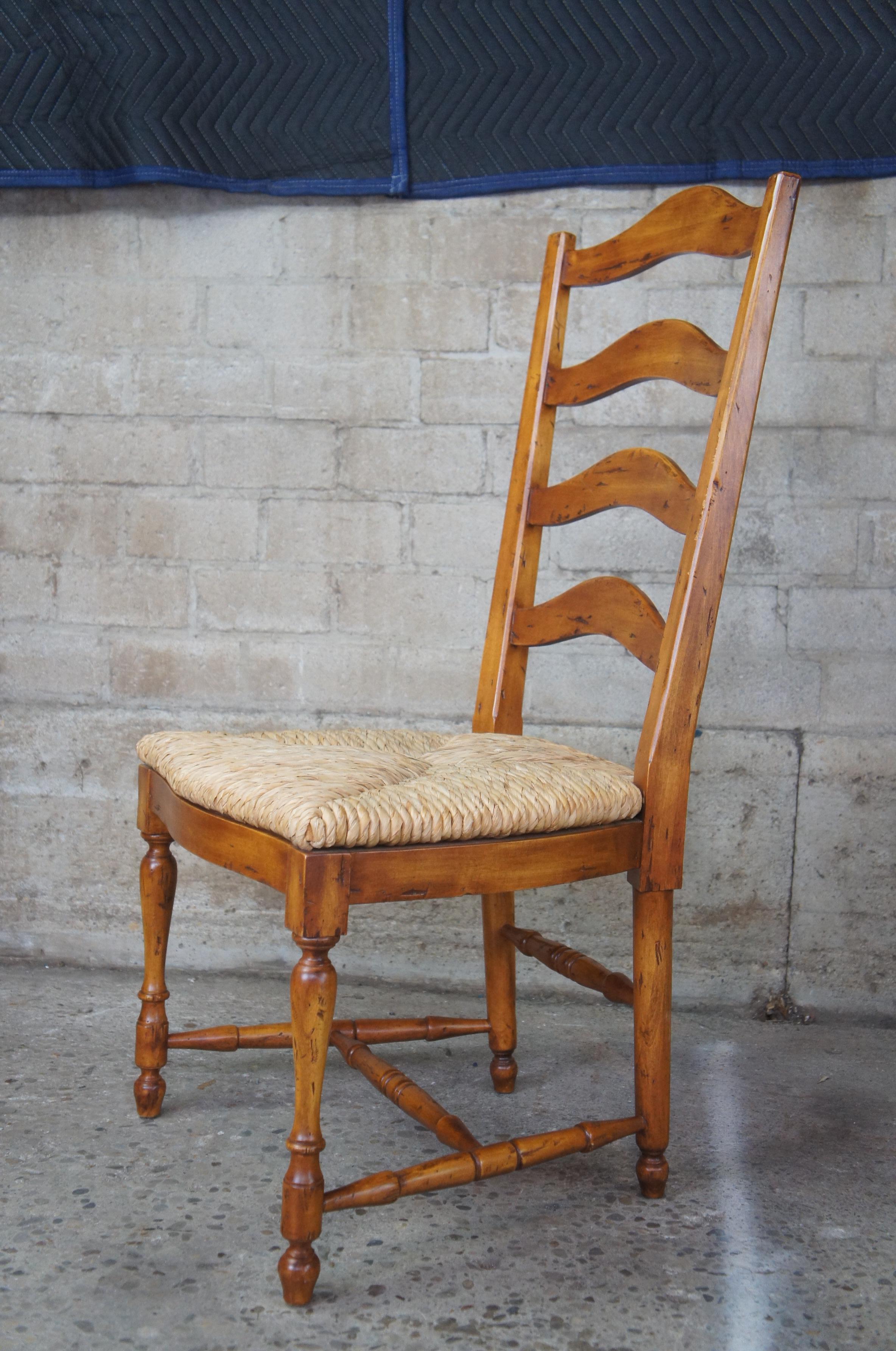 French Provincial 8 Guy Chaddock Country French Ladderback Rush Seat Dining Chairs Farmhouse