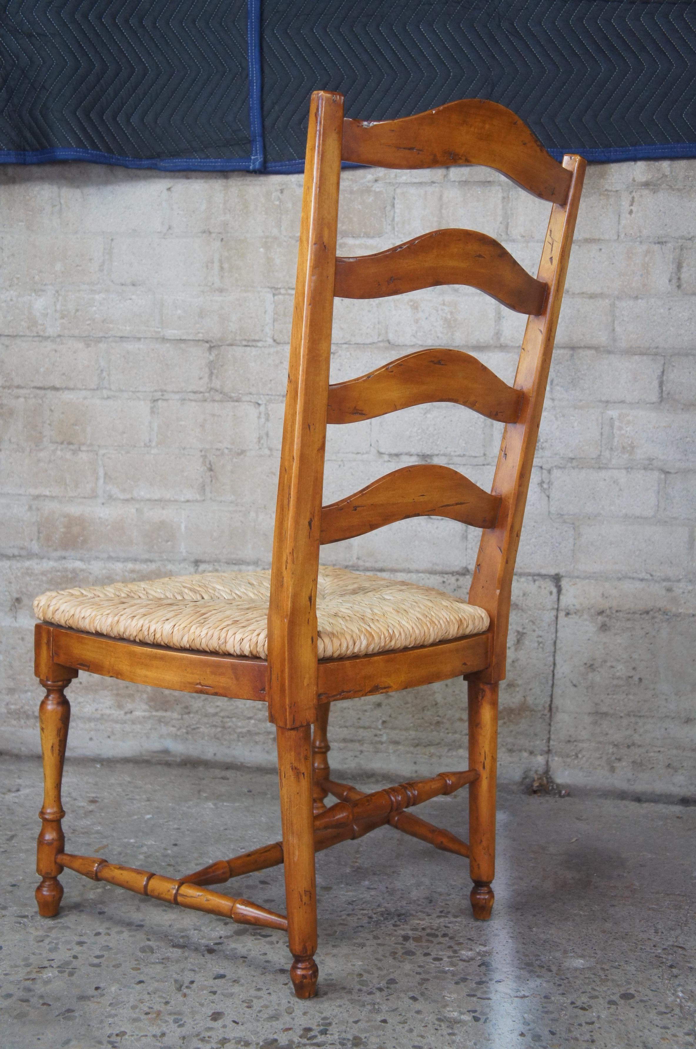 20th Century 8 Guy Chaddock Country French Ladderback Rush Seat Dining Chairs Farmhouse