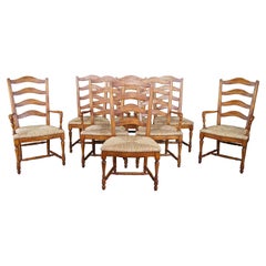 8 Guy Chaddock Country French Ladderback Rush Seat Dining Chairs Farmhouse