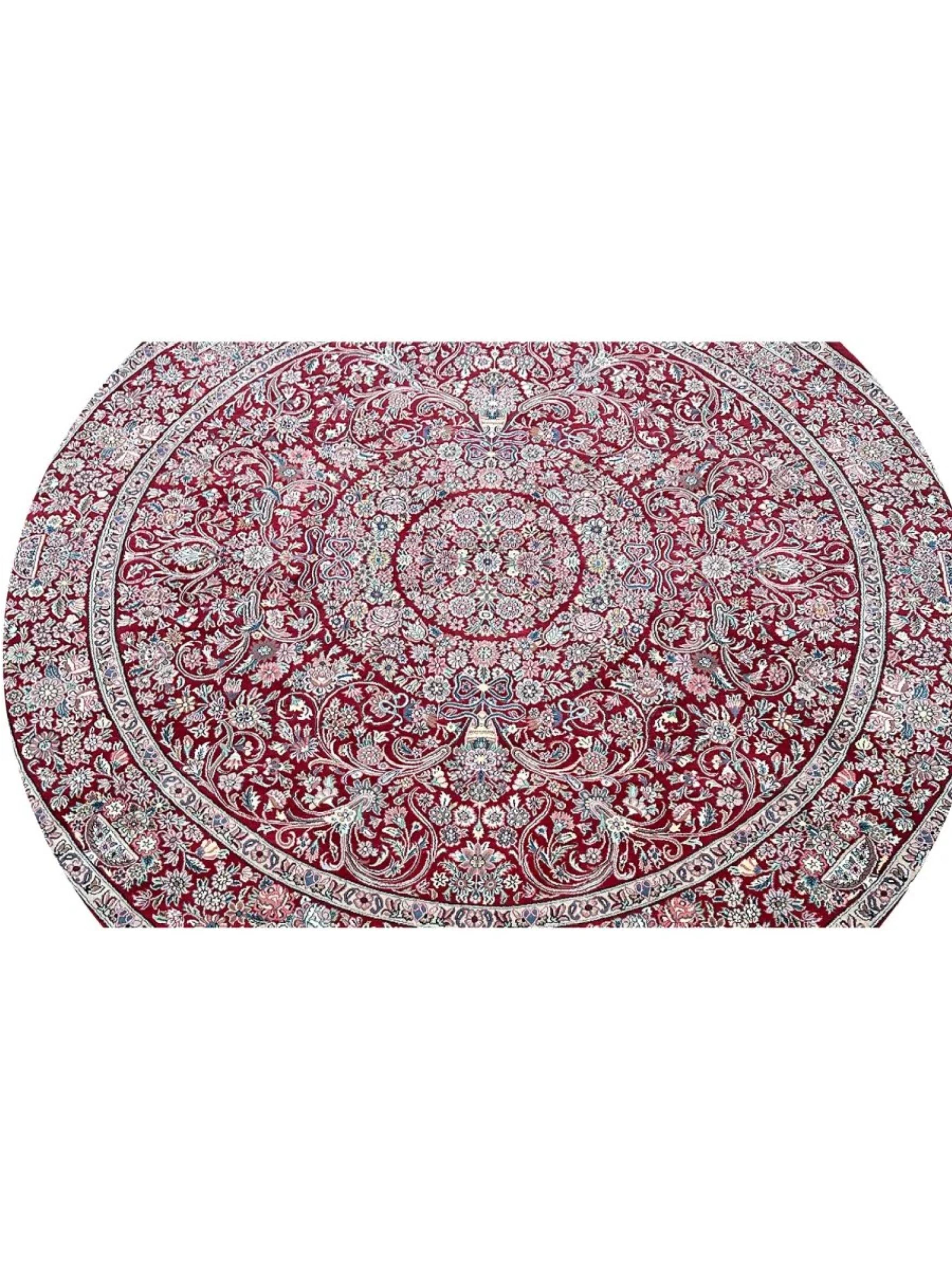 8' Hand Knotted Round Trabiz Style Area Rug (Tabriz) im Angebot