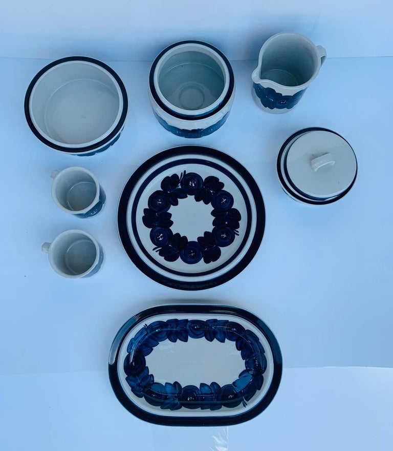 Mid-Century Modern 8 Hand Painted Serving Dishes by Ulla Procope for Arabia of Finland For Sale