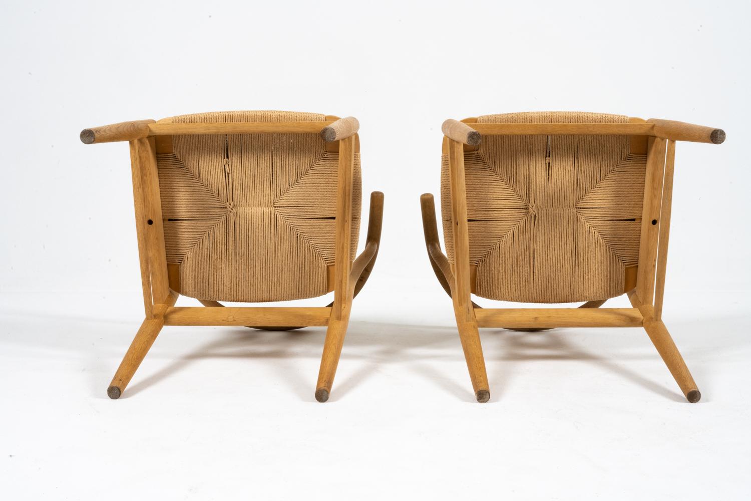 (8) Chaises de salle à manger en chêne à chevrons de style Hans Wegner en vente 5