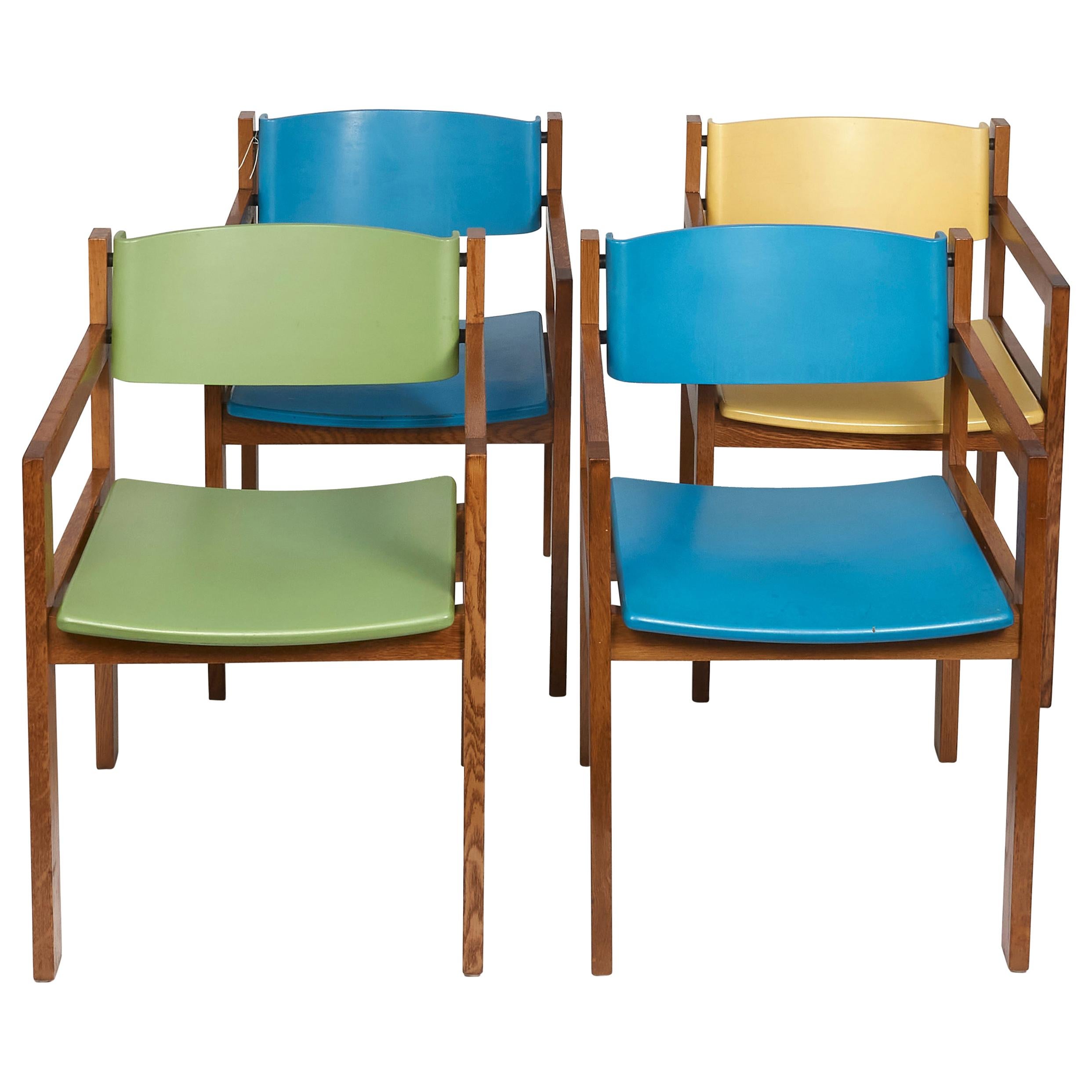 8 Harvey Probber Mid-Century Modern Colorful Dining Chairs