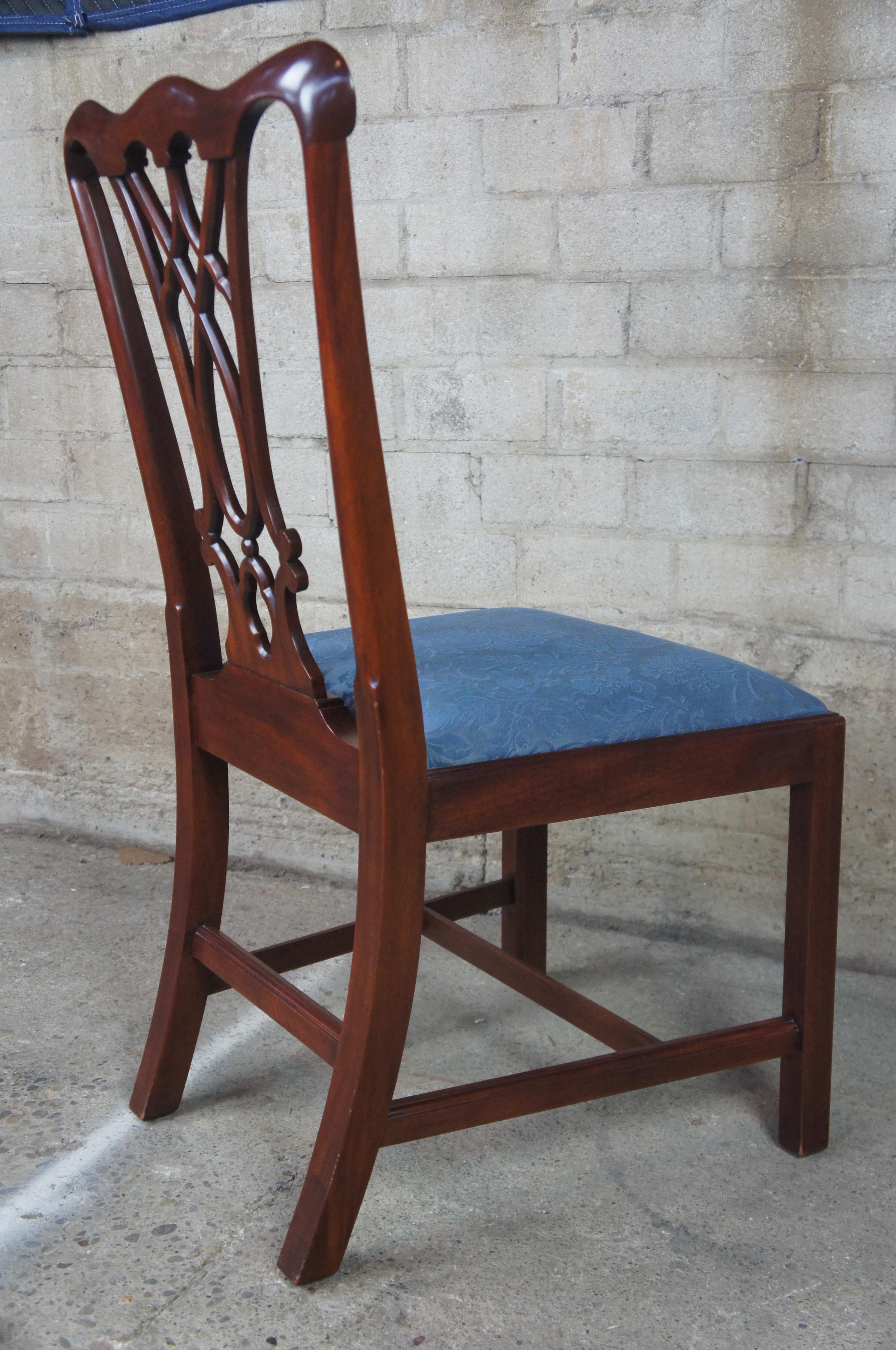 8 Henkel Harris Genuine Mahogany Carved Chippendale Dining Chairs 2