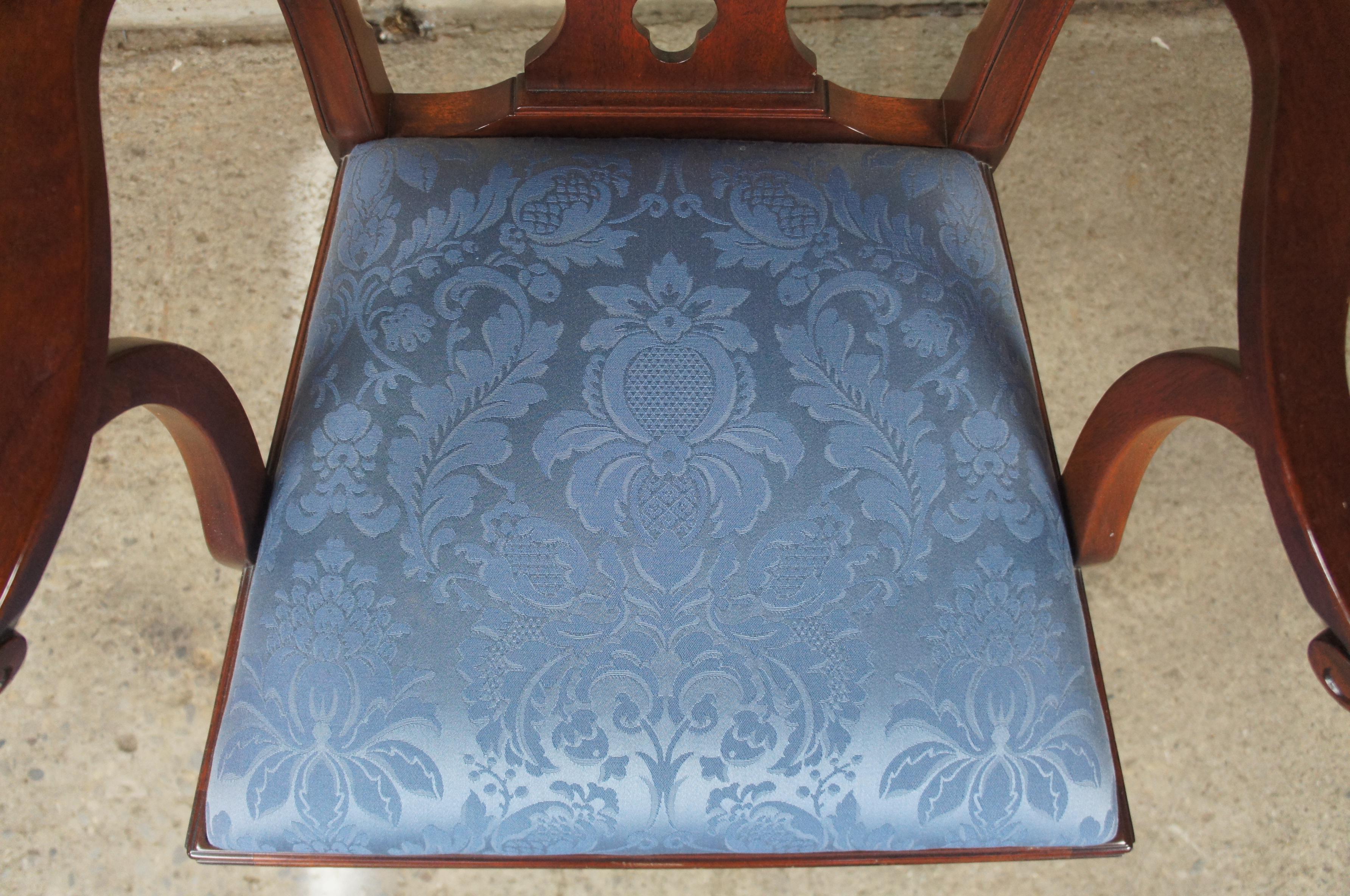 American 8 Henkel Harris Genuine Mahogany Carved Chippendale Dining Chairs