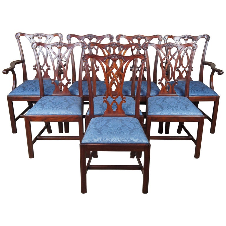 8 Henkel Harris Genuine Mahogany Carved, Henkel Harris Dining Room Chairs
