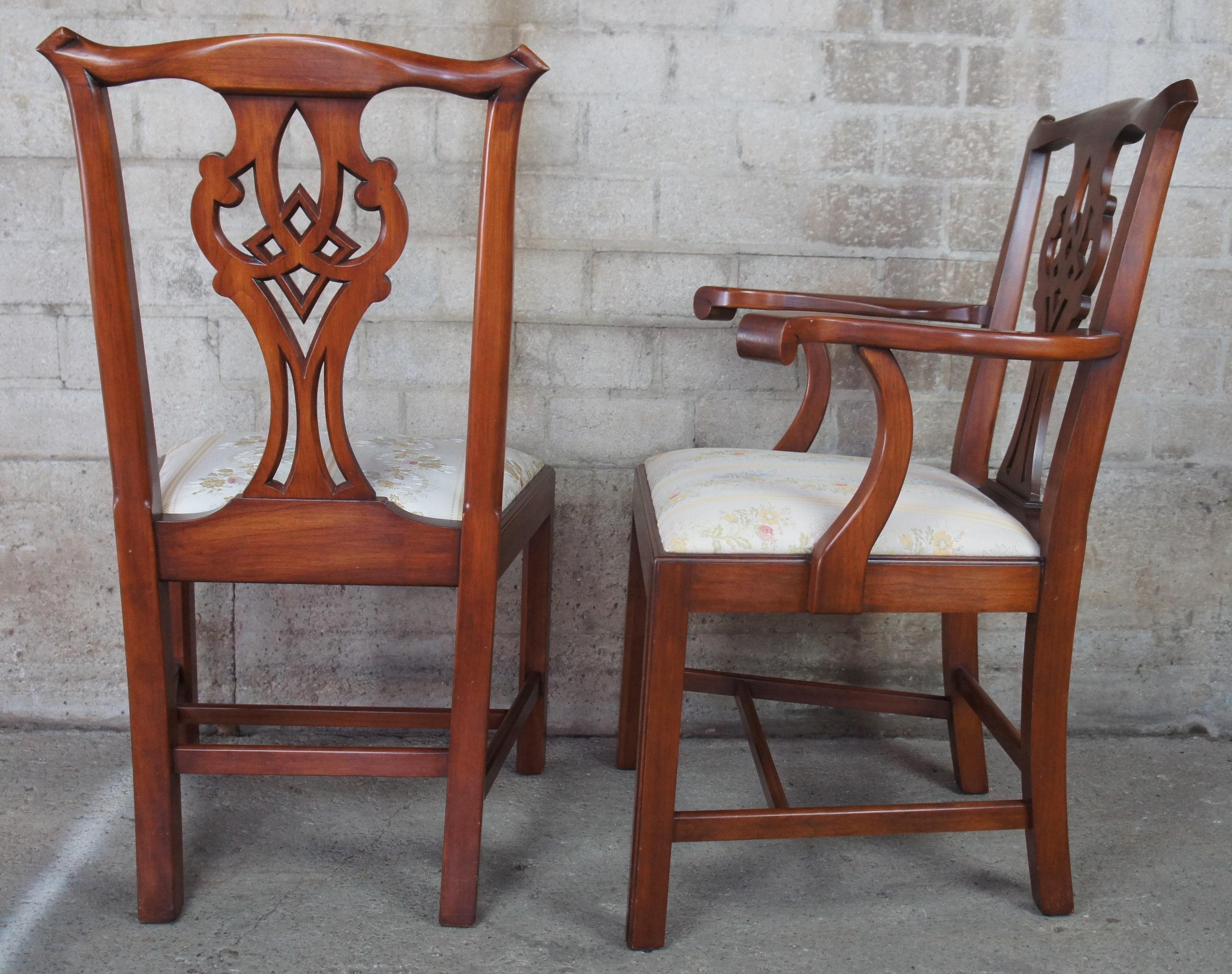 Upholstery 8 Henkel Harris Winchester Cherry Chippendale Style Dining Chairs Model 101