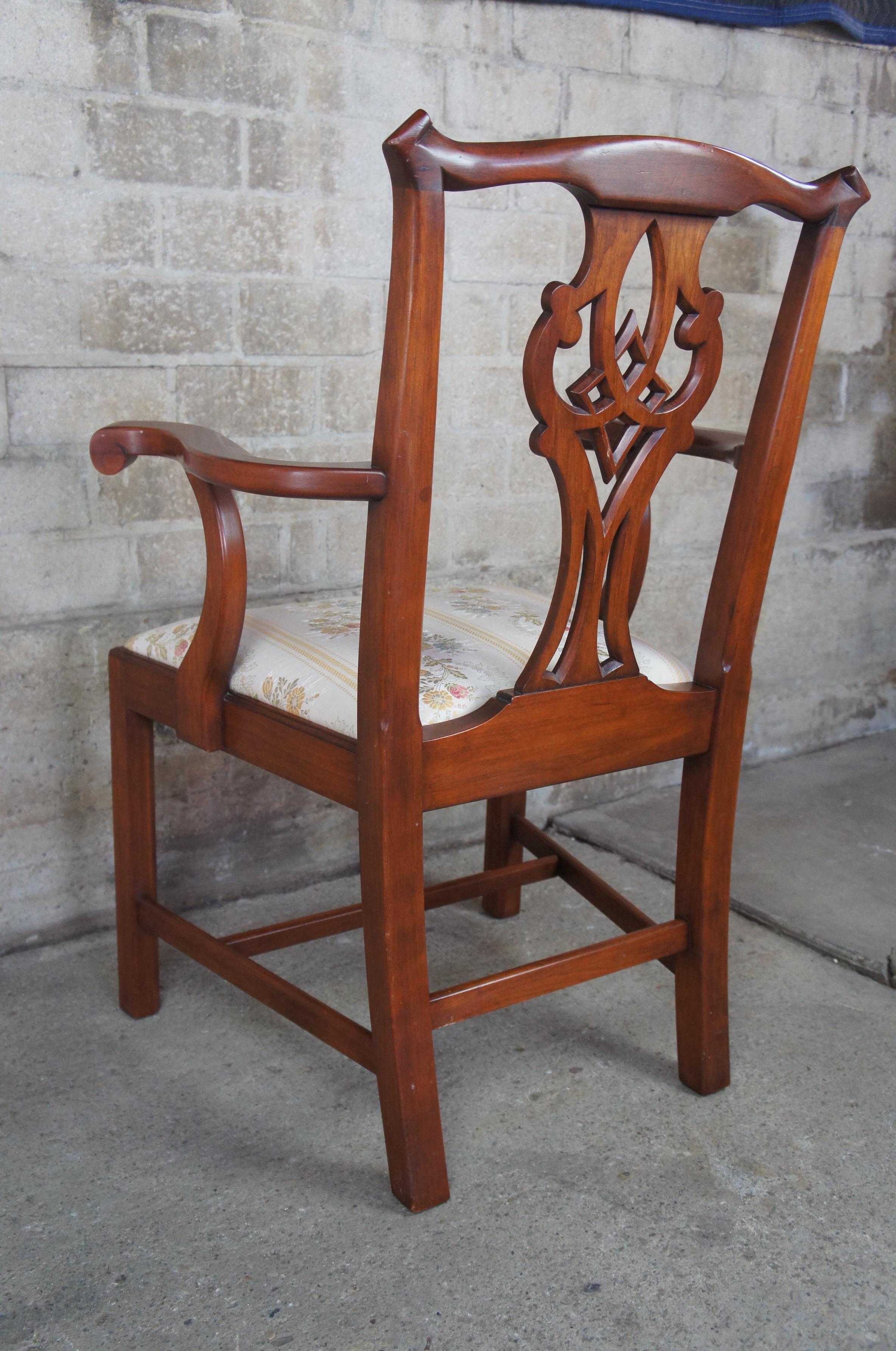 8 Henkel Harris Winchester Cherry Chippendale Style Dining Chairs Model 101 1