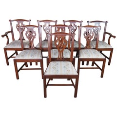 Vintage 8 Henkel Harris Winchester Cherry Chippendale Style Dining Chairs Model 101