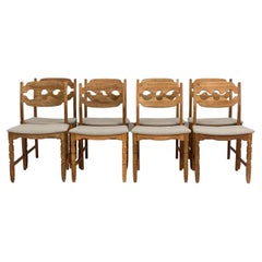 (8) Henning Kjaernulf Danish Mid-Century Oak "Razorblade" Dining Chairs