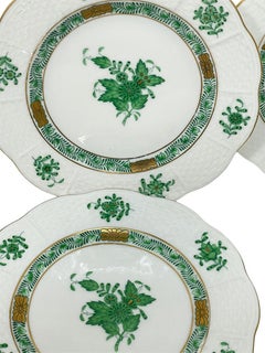 8 Herend "Chinese Bouquet Apponyi Green" # 514, 1980s