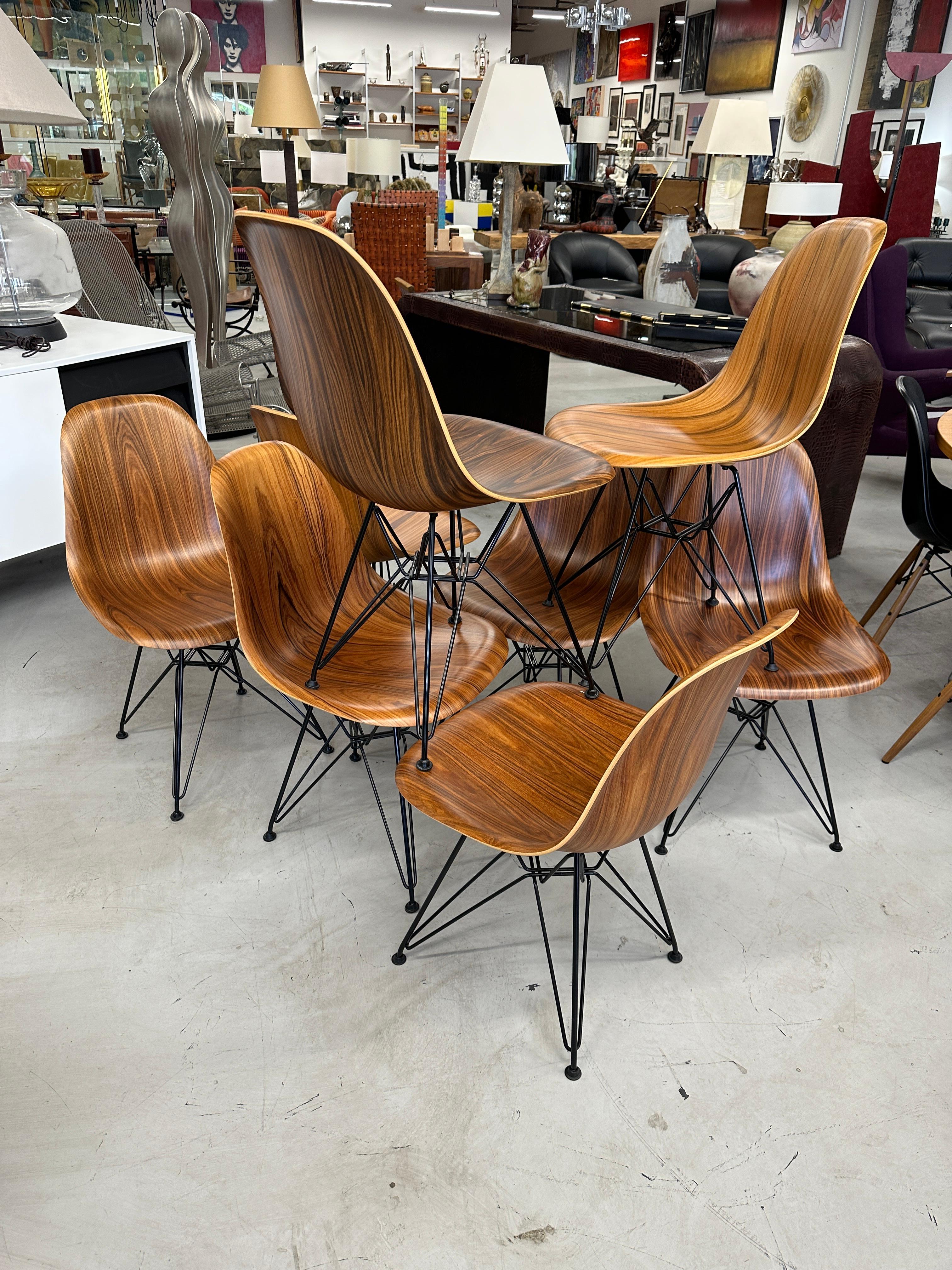Metal 8 Herman Miller Palisander DSR Eiffel Tower Side Chairs For Sale
