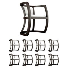 8 Fauteuils Hokkaido - Fauteuil moderne minimaliste noir avec assise tapissée
