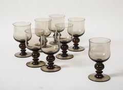 8 Holmegaard Smoked Glass Goblets