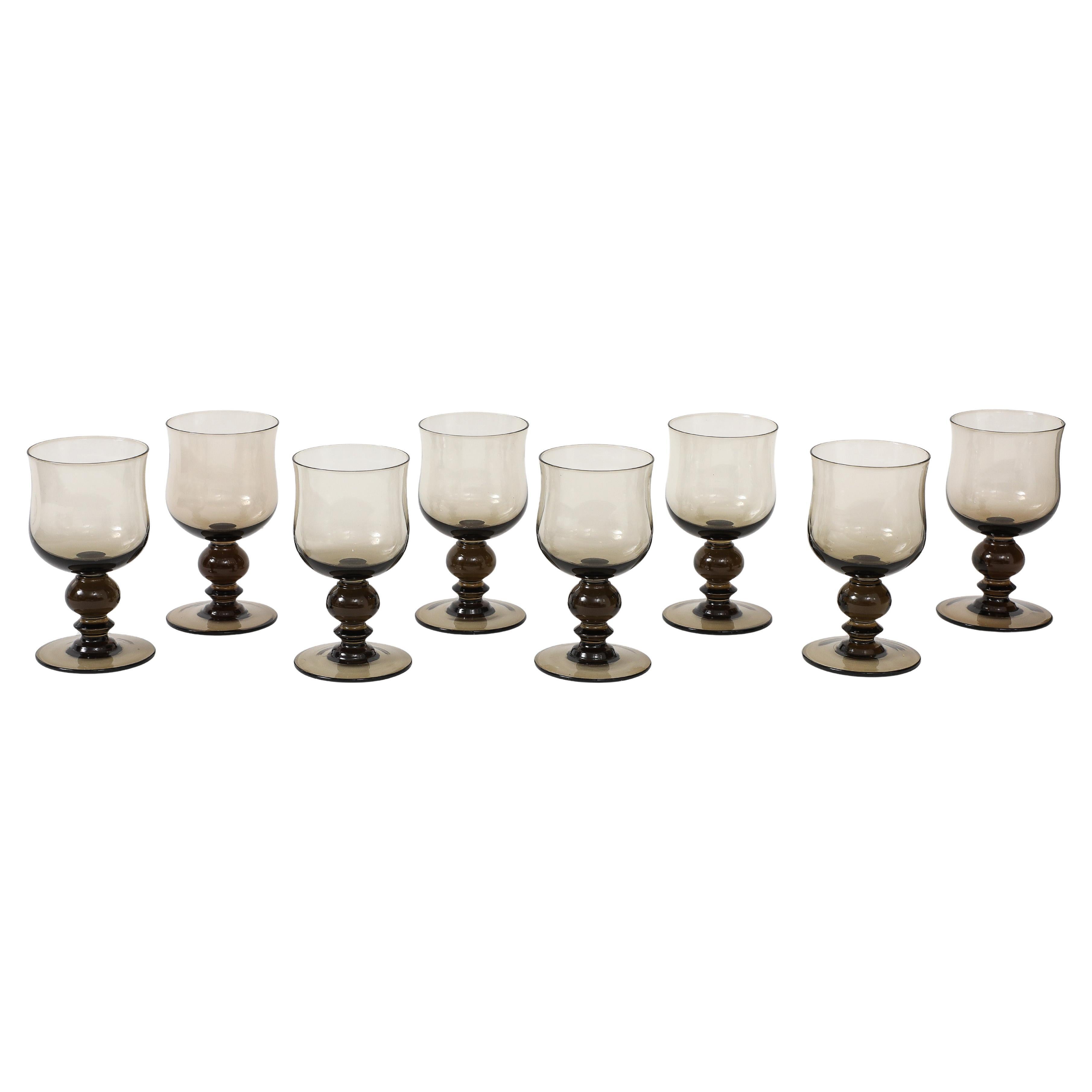 8 Copas de cristal ahumado Holmegaard