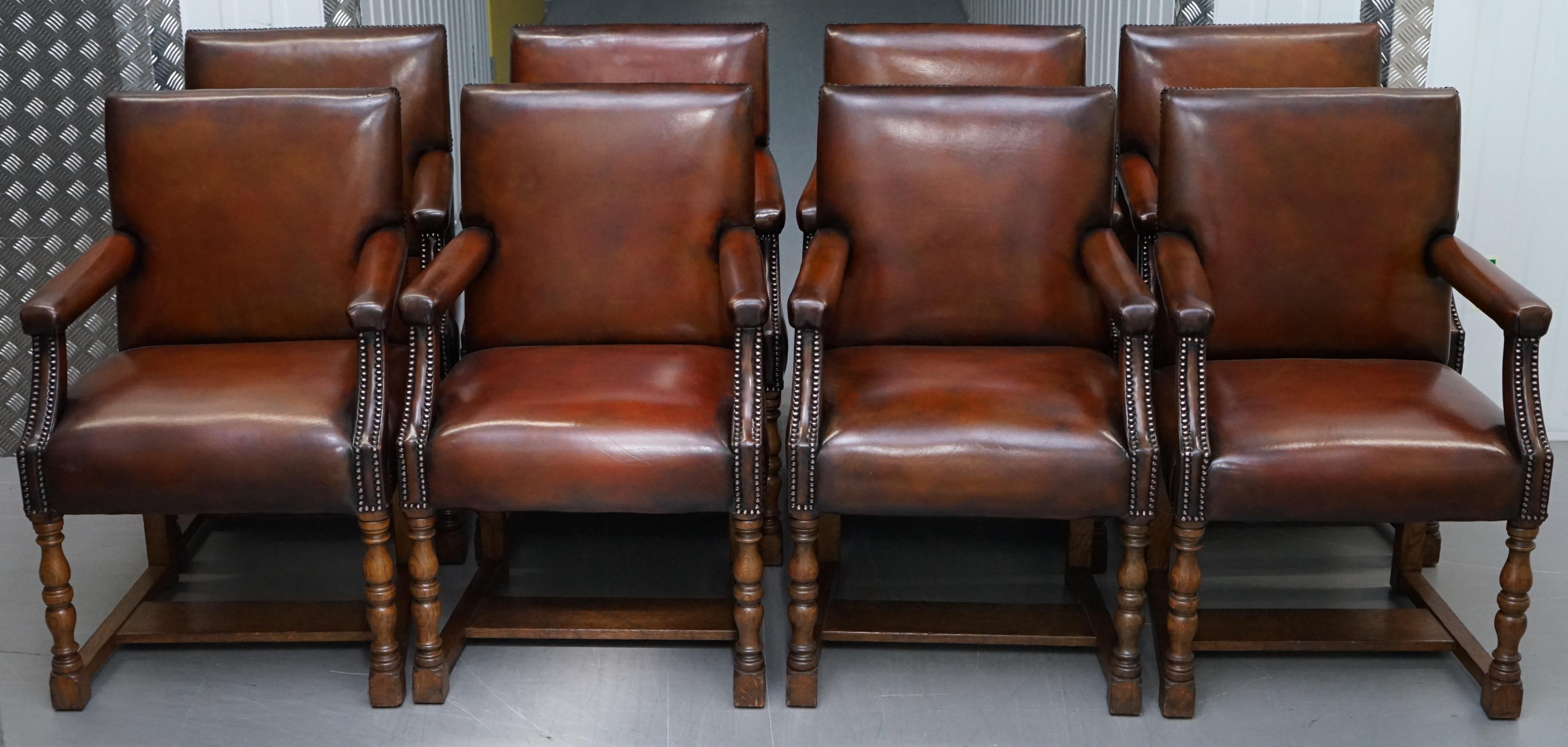 We are delighted to offer for sale this very rare set of eight original Howard & Son’s Berners street London Gainsborough carver armchairs, fully stamped and restored, circa 1900

It is exceptionally rare to find a carver armchair from Howard &