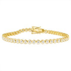 8 Inch 14k Yellow Gold 5 Carat Round Diamond Illusion Setting Tennis Bracelet