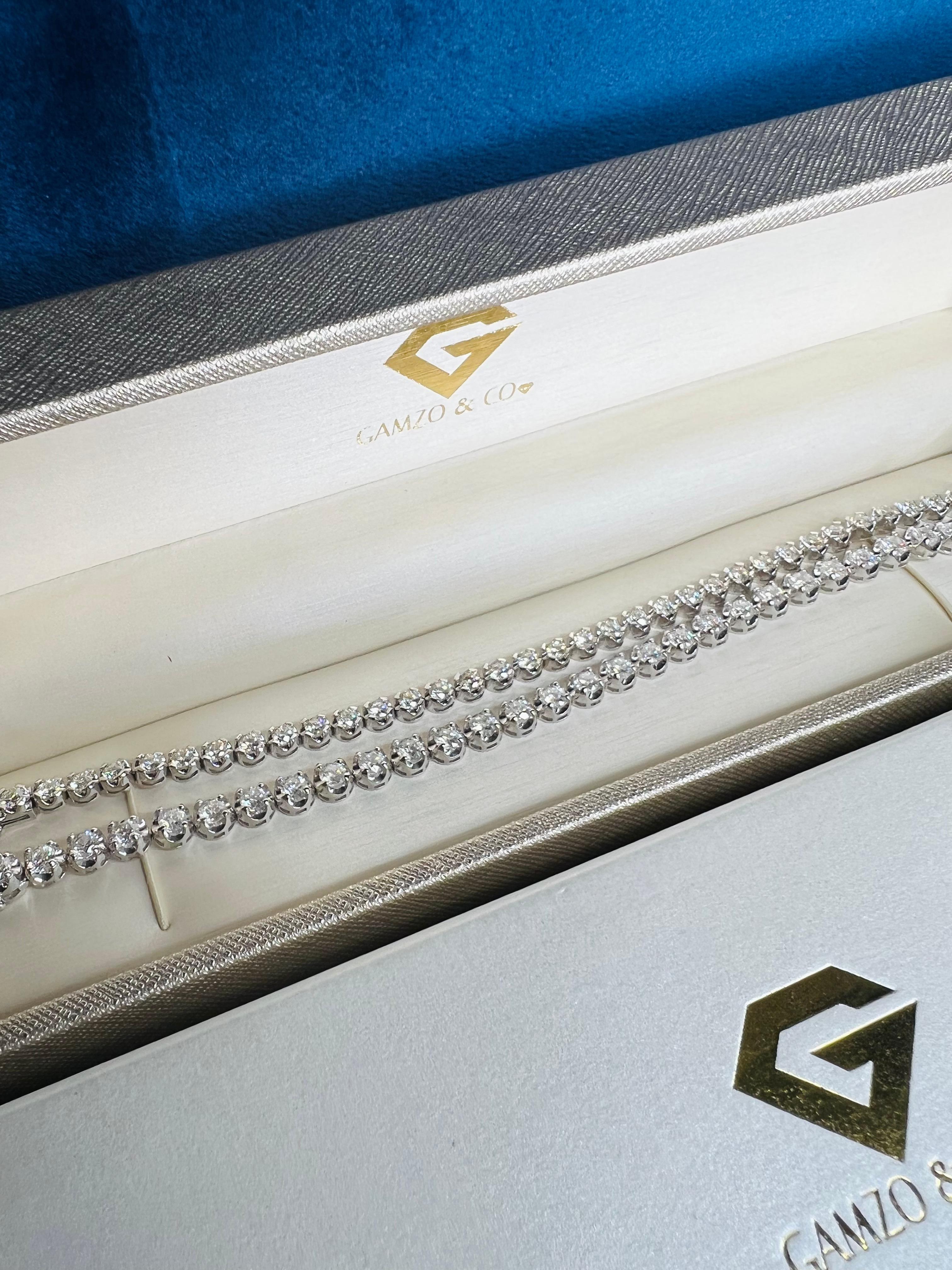 Round Cut 8 Inches 14k White Gold 5 Carat Round Diamond Illusion Setting Tennis Bracelet For Sale
