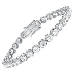 8 Inches 14k White Gold 5 Carat Round Diamond Illusion Setting Tennis Bracelet