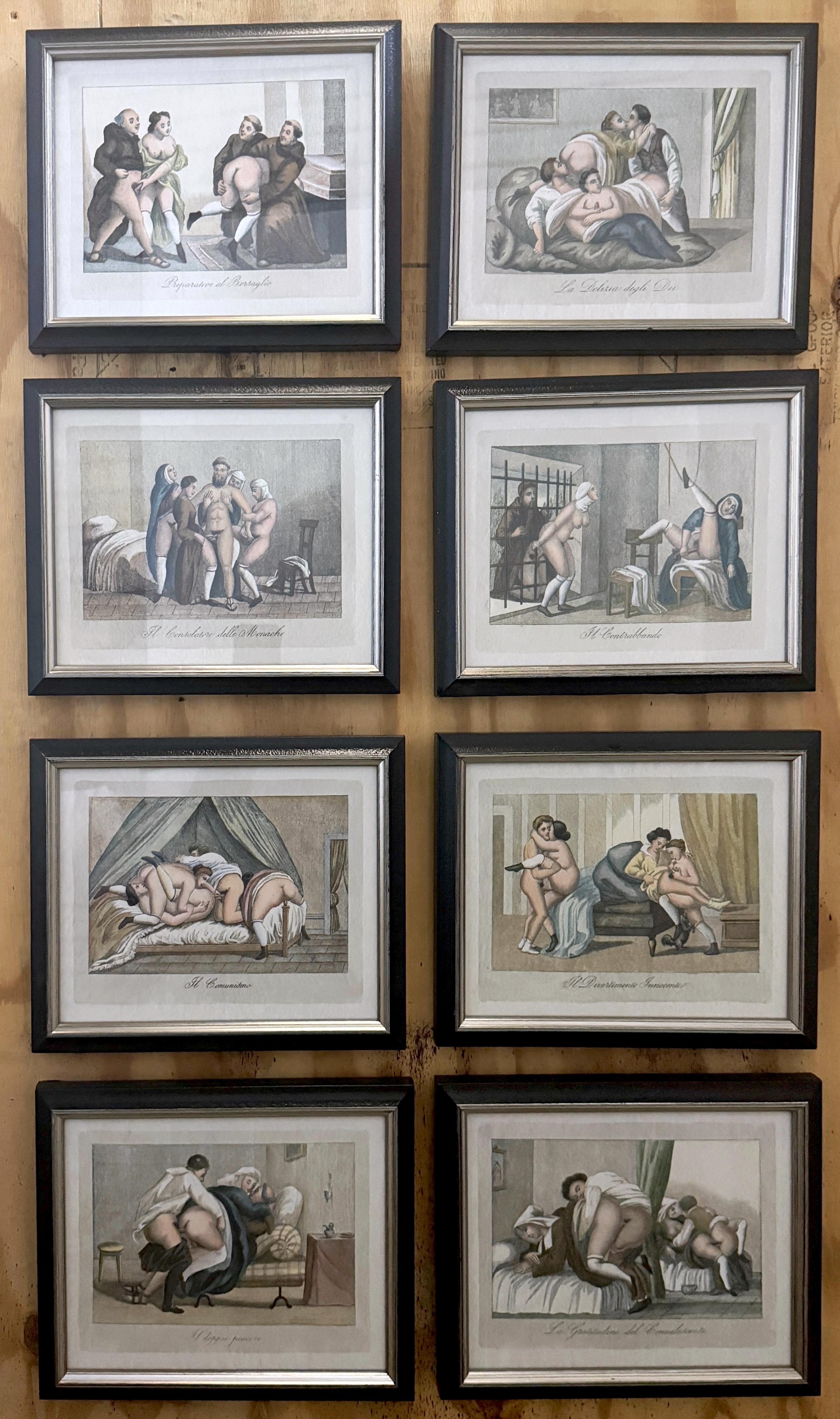 8 Italian Baroque Style Erotic Prints of Compromised Aristocrats, Monks & Nuns, II (II is our inventory tag) Italy, 20th Century Prints, 

This suite of 8 Italian Baroque-style erotic prints from the 20th century presents a provocative collection