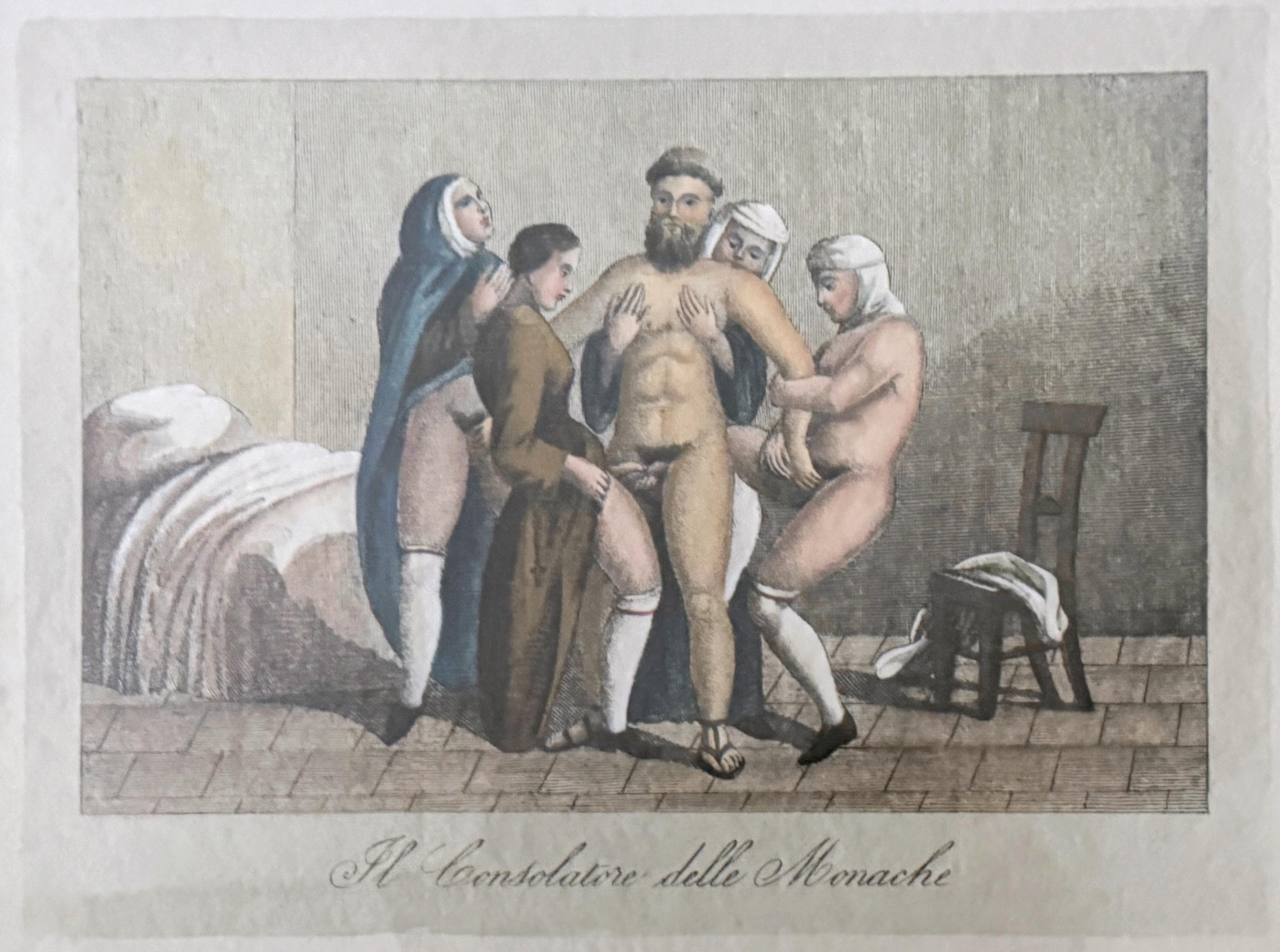 20th Century 8 Italian Baroque Style Erotic Prints  Compromised Aristocrats, Monks & Nuns II For Sale