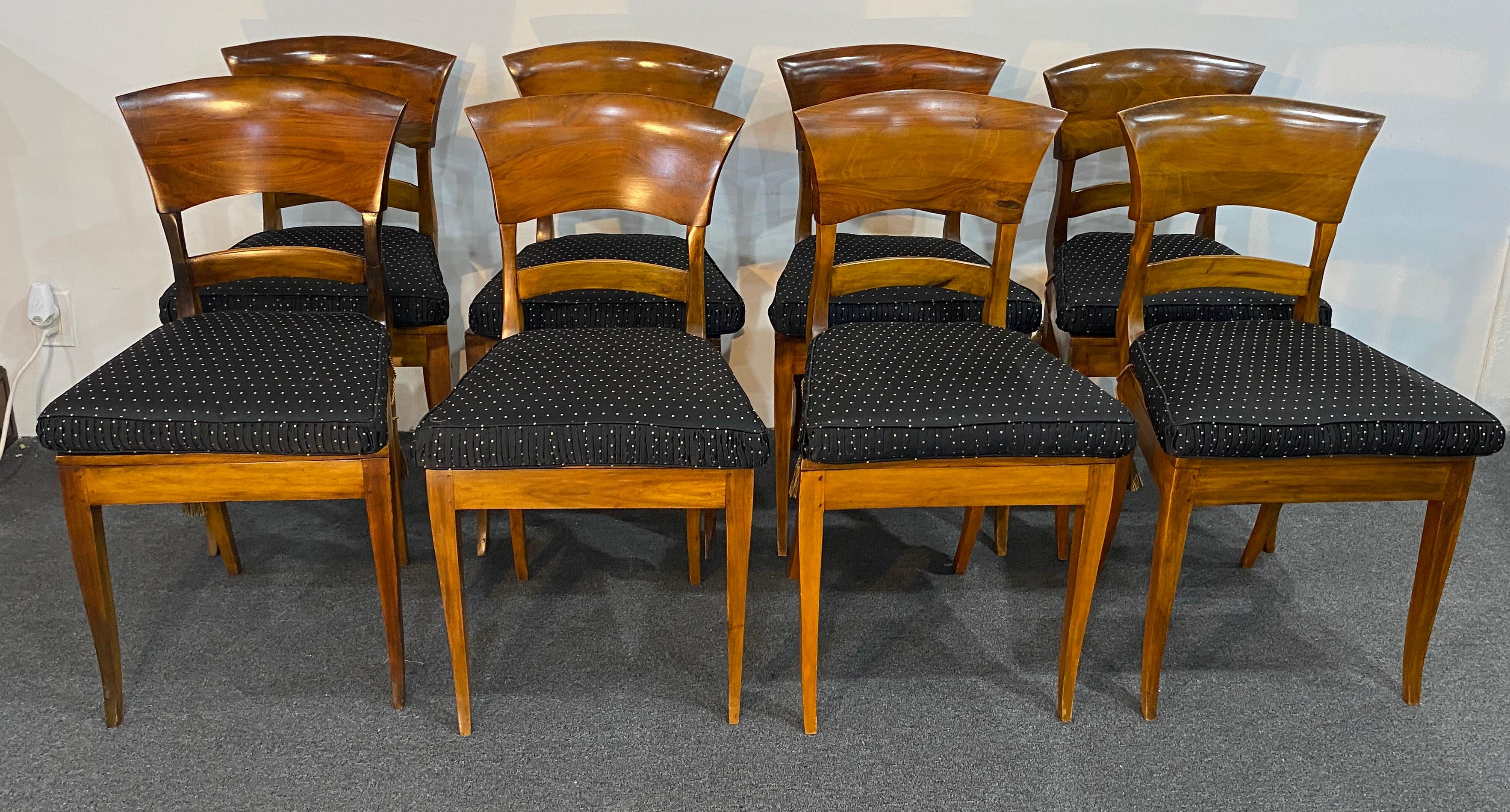 8 Italian Biedermeier Style Dining Chairs with Cane Seats 4