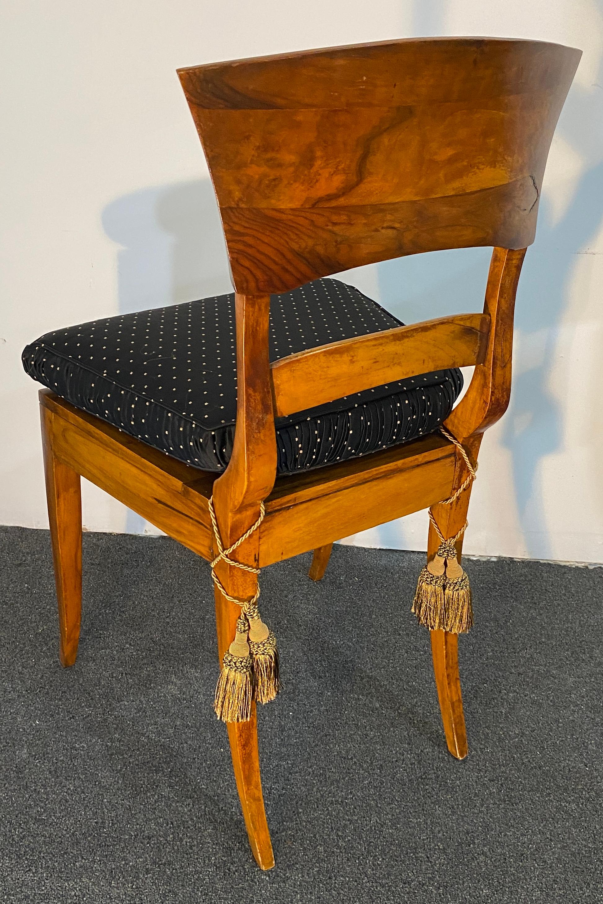 Fabric 8 Italian Biedermeier Style Dining Chairs with Cane Seats