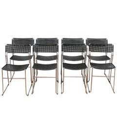 8 Italian Metal/Chrome Stackable Dining Chairs, Funzionalismo, Italy