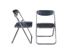 8 Italian Mid Century Modern Acrylic Lucite Tubular Chrome Folding Chairs