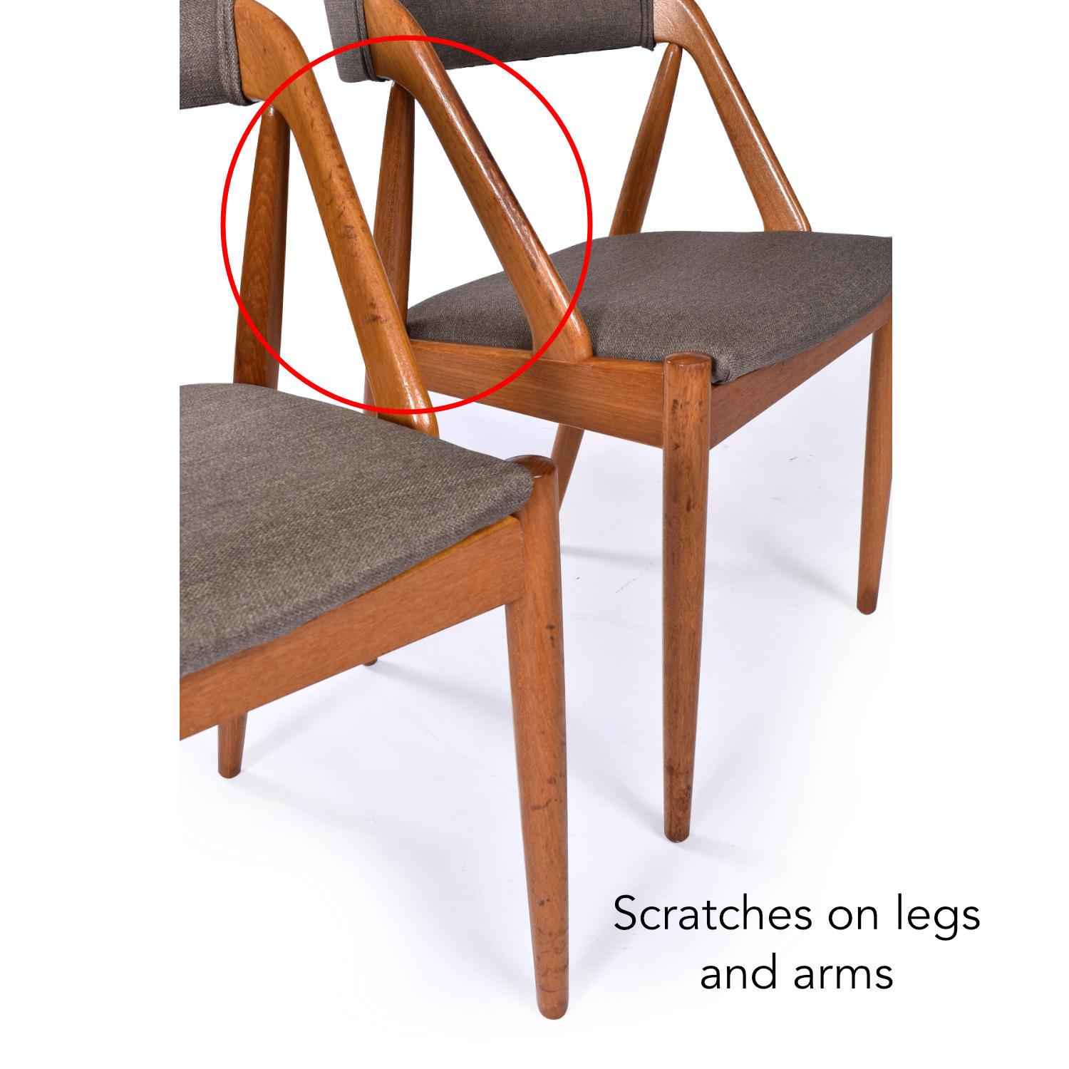 Metà XX secolo 8 Sedie da pranzo in teak danesi Kai Kristiansen modello 31, moderne e di metà secolo in vendita