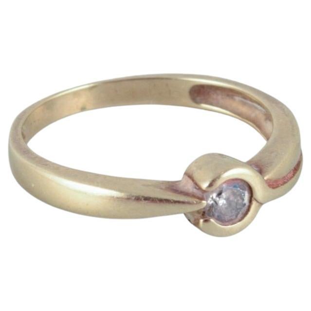 8-karat gold ring with a small diamond. Modernist design. Mid-20th C. For Sale