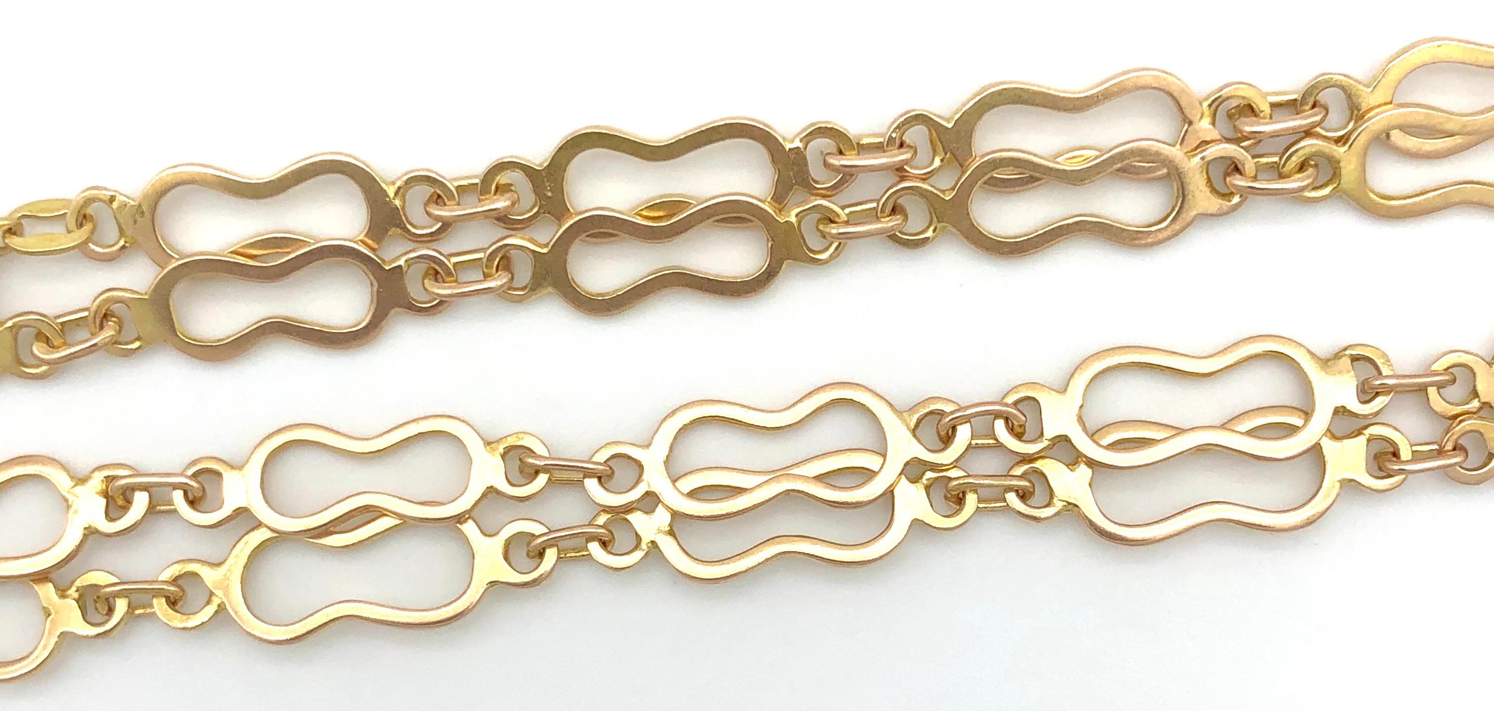 18 Karat Rose Gold Vintage Long Link Chain Sautoir, Italy In Good Condition In Munich, Bavaria