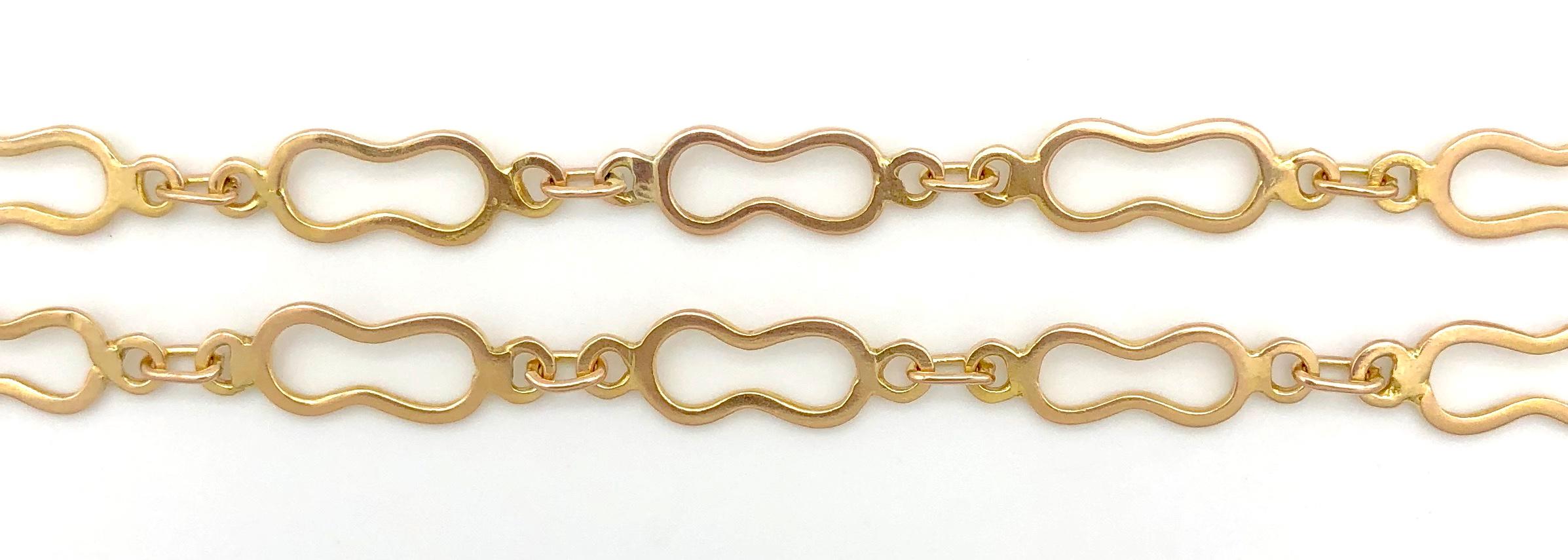 Women's 18 Karat Rose Gold Vintage Long Link Chain Sautoir, Italy