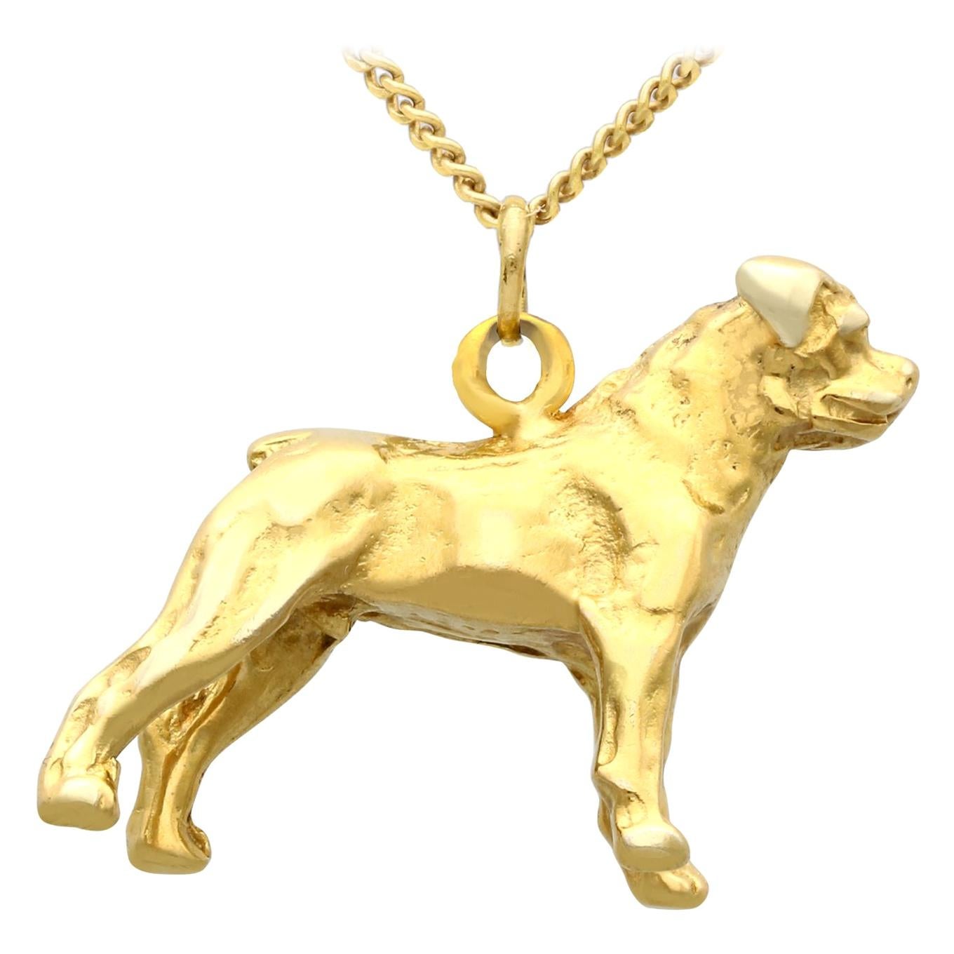 Gold Charm Necklace Dog 12 For Sale on 1stDibs