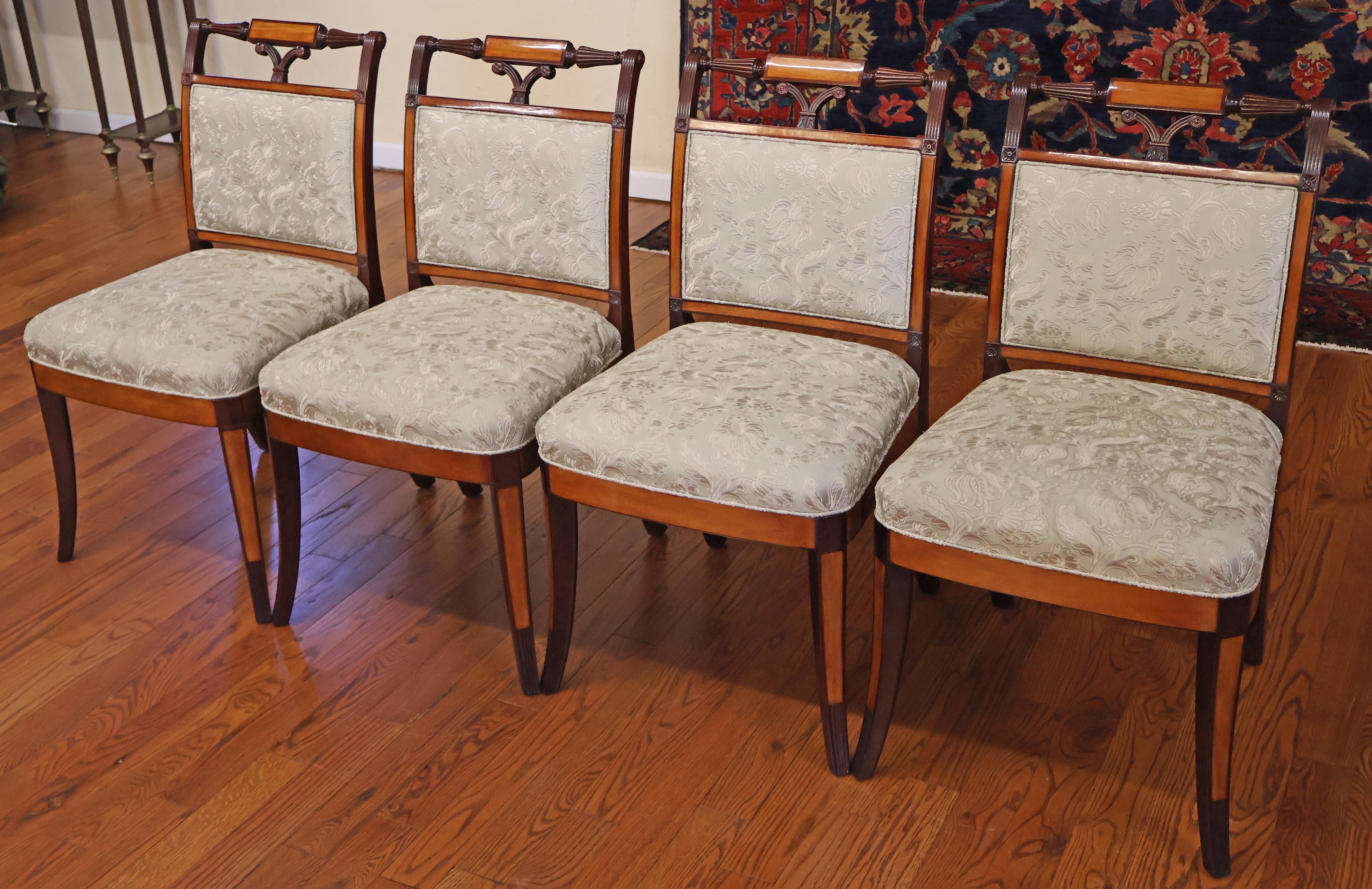 8 Kindel Winterthur Collection Mahogany And Maple Inlaid Seymour Dining Chairs For Sale 4