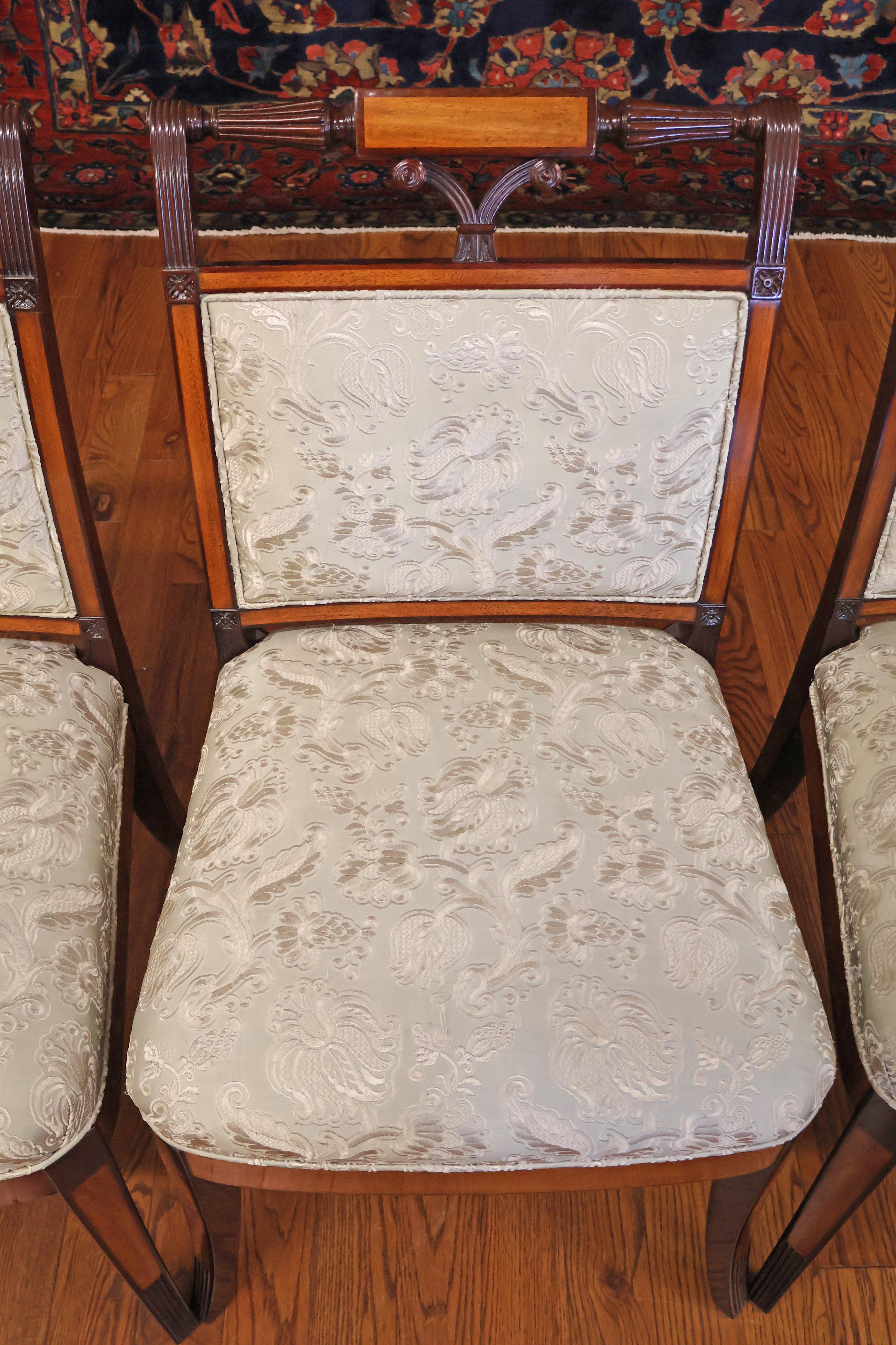 8 Kindel Winterthur Collection Mahogany And Maple Inlaid Seymour Dining Chairs For Sale 7