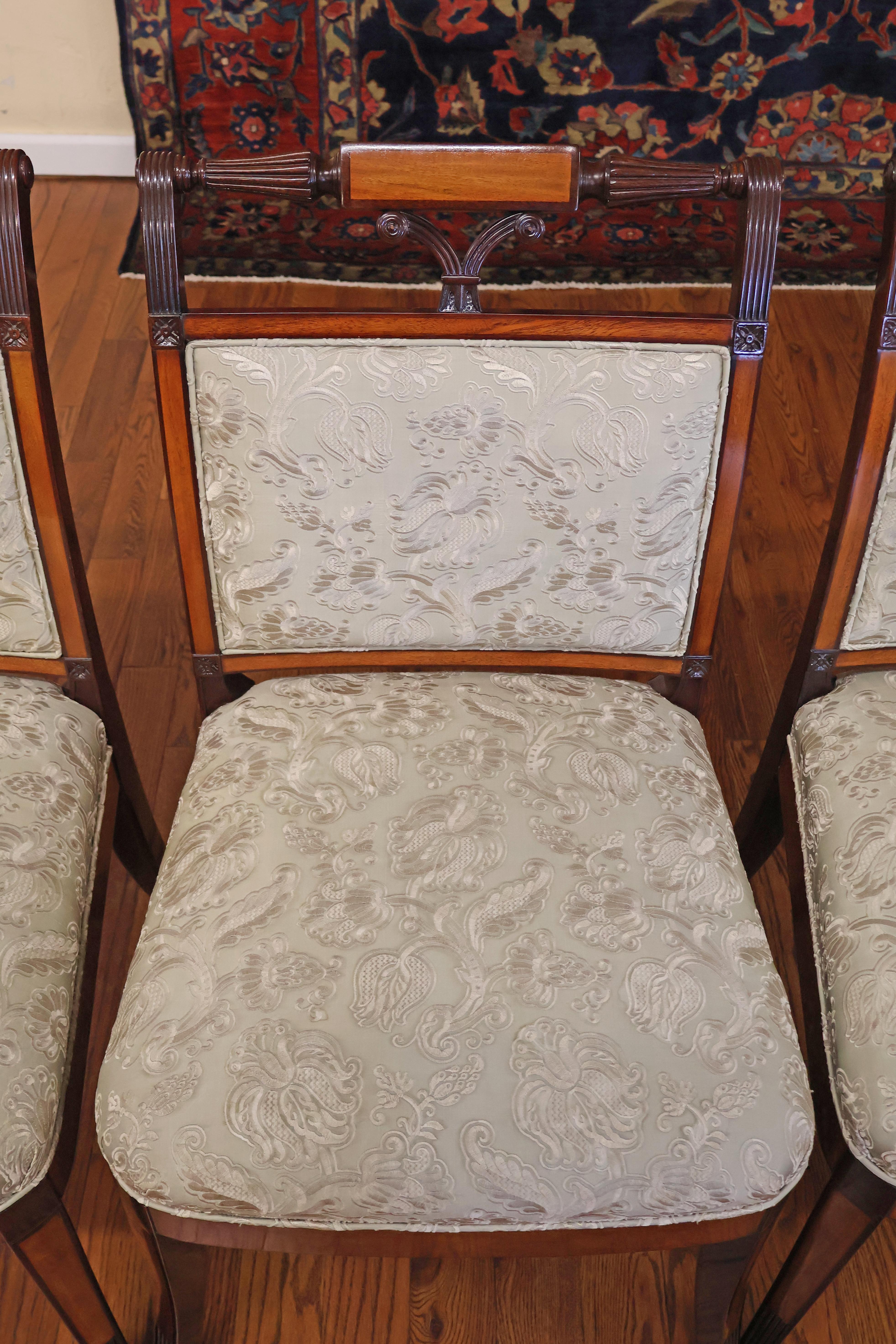 8 Kindel Winterthur Collection Mahogany And Maple Inlaid Seymour Dining Chairs For Sale 8