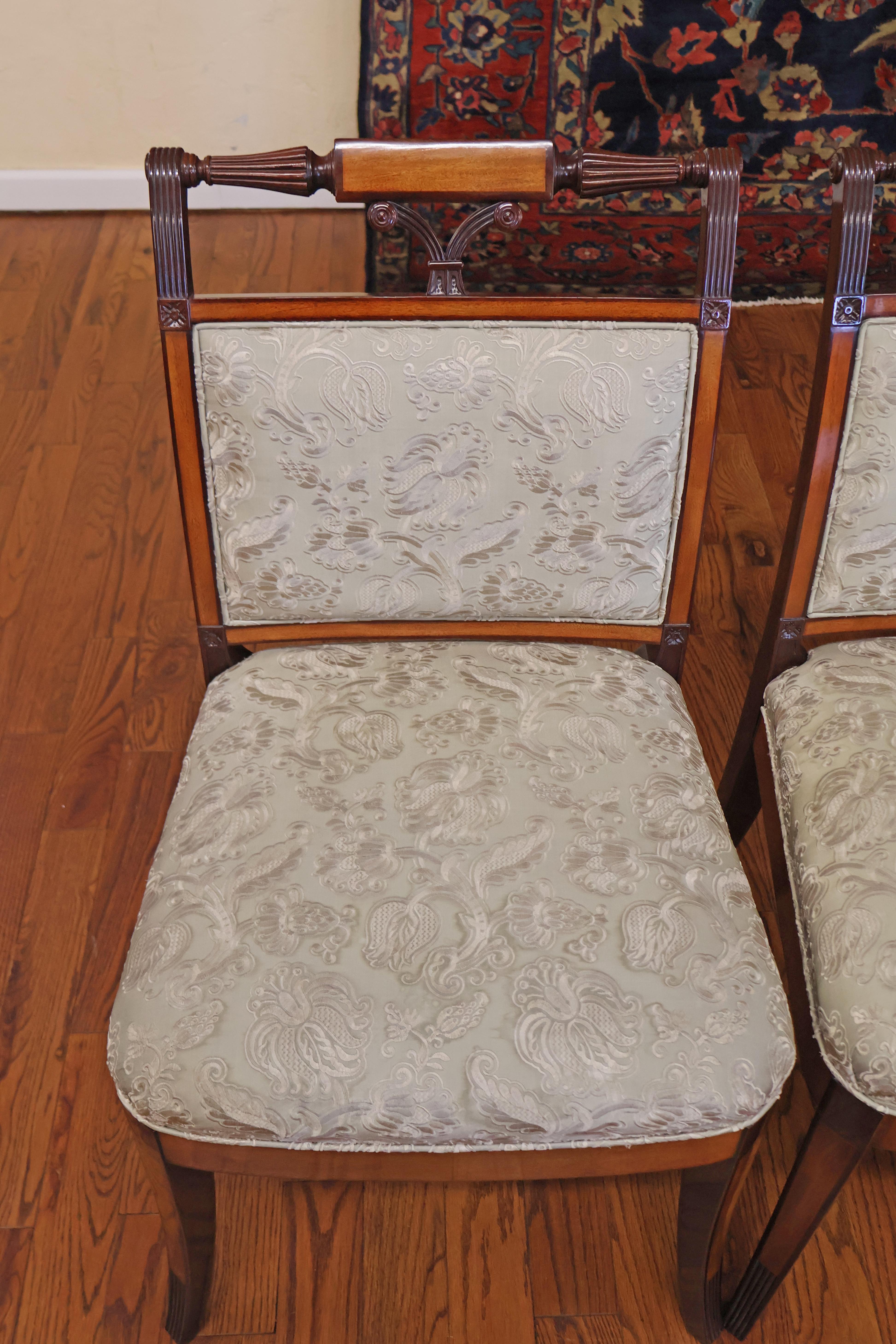 8 Kindel Winterthur Collection Mahogany And Maple Inlaid Seymour Dining Chairs For Sale 9