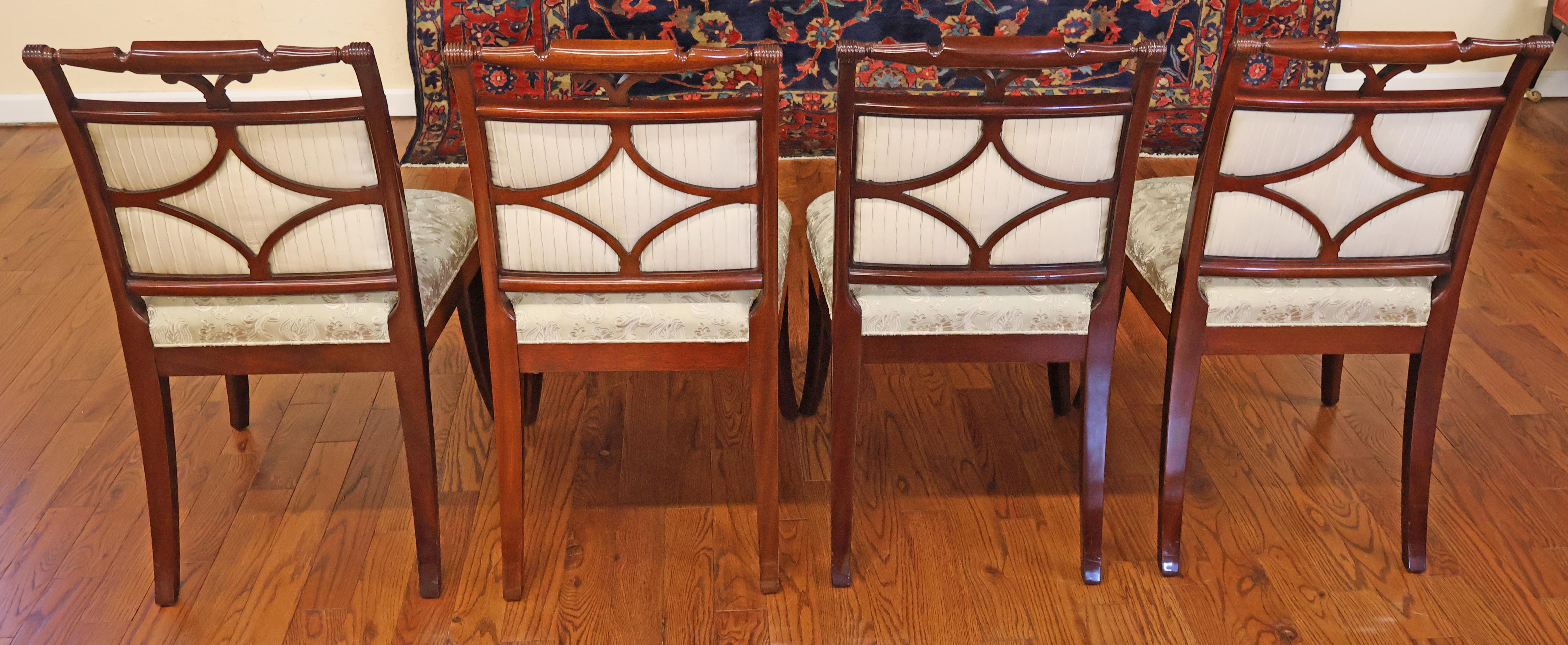 8 Kindel Winterthur Collection Mahogany And Maple Inlaid Seymour Dining Chairs For Sale 10