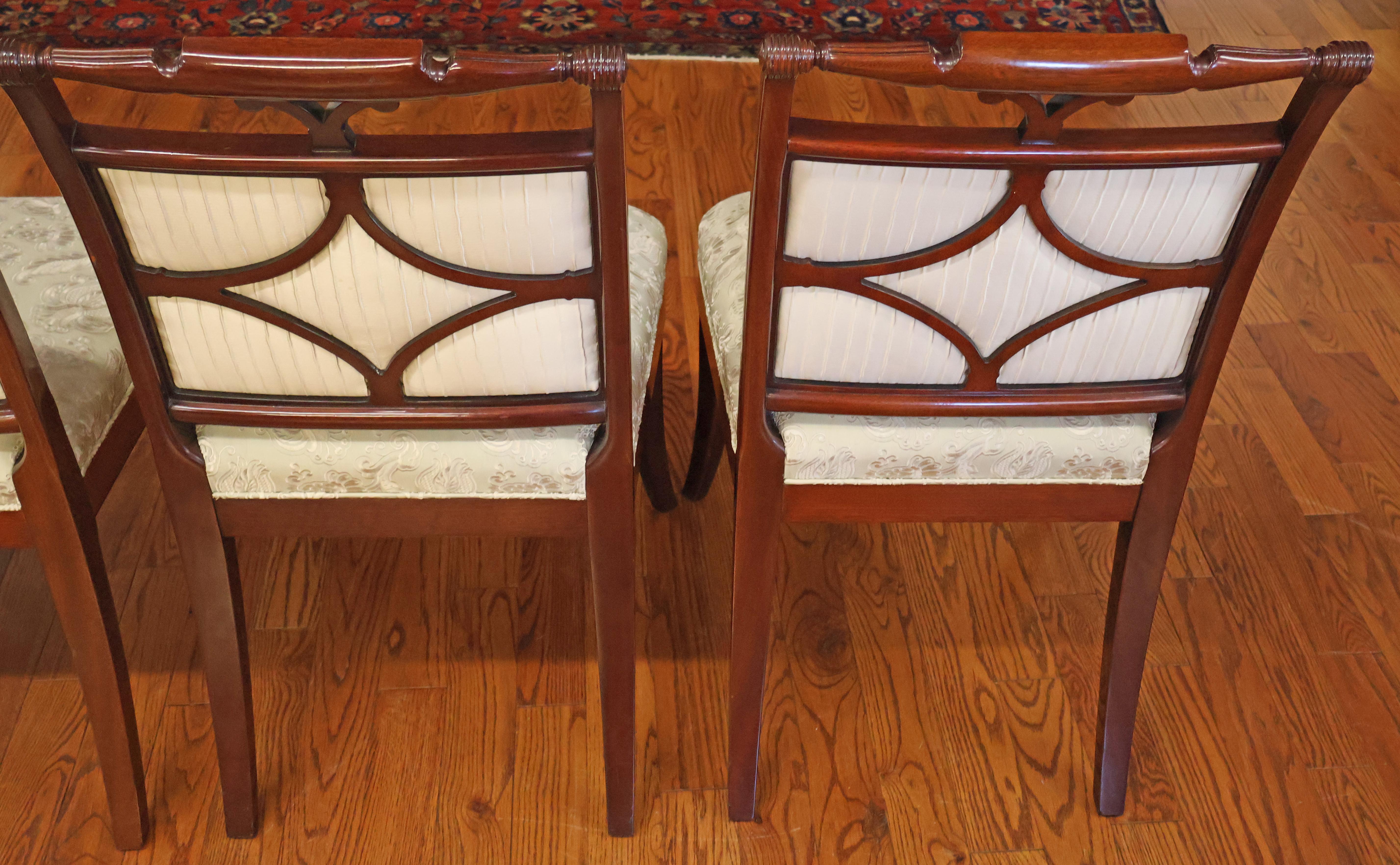 8 Kindel Winterthur Collection Mahogany And Maple Inlaid Seymour Dining Chairs For Sale 12
