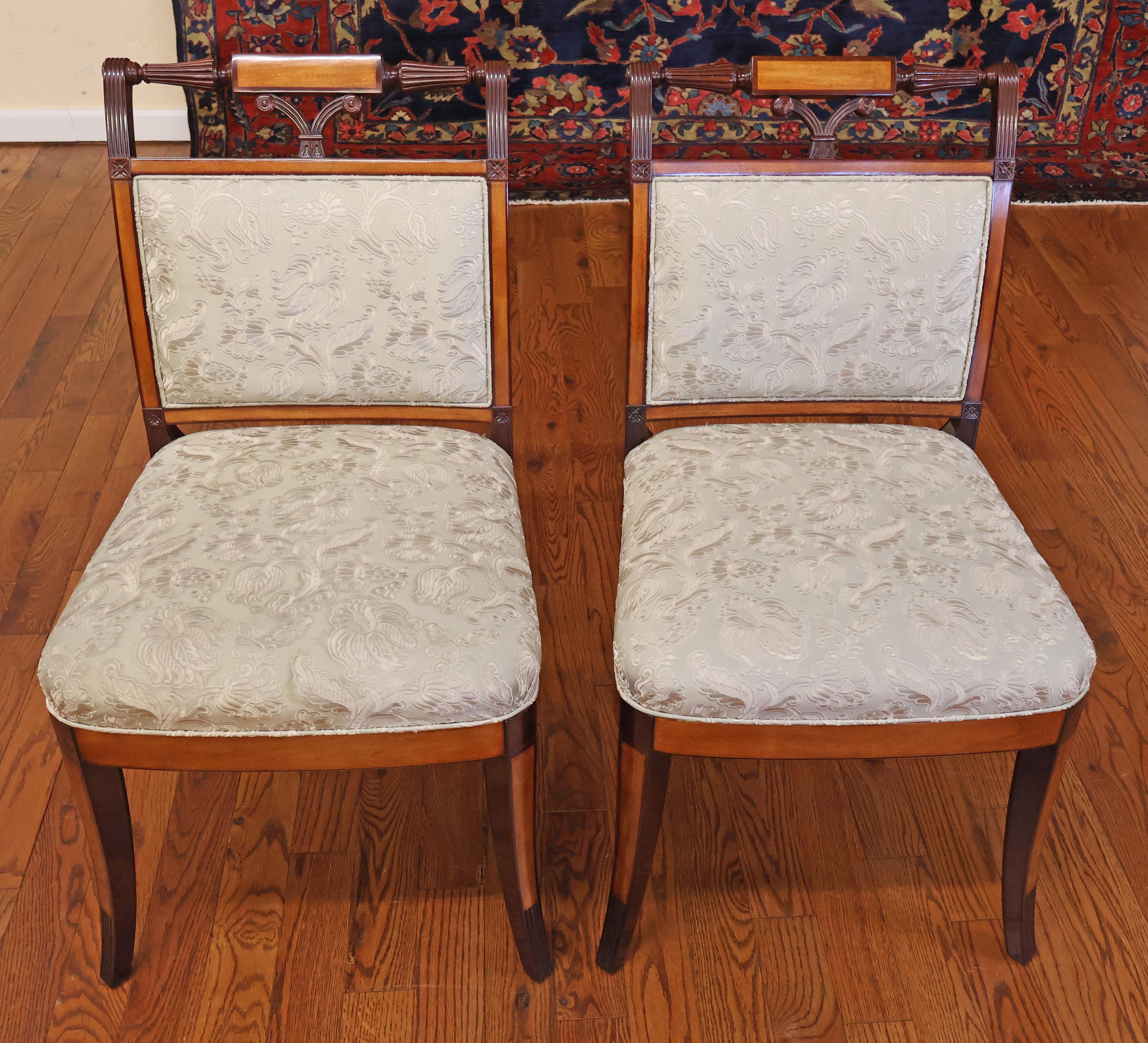 8 Kindel Winterthur Collection Mahogany And Maple Inlaid Seymour Dining Chairs For Sale 13