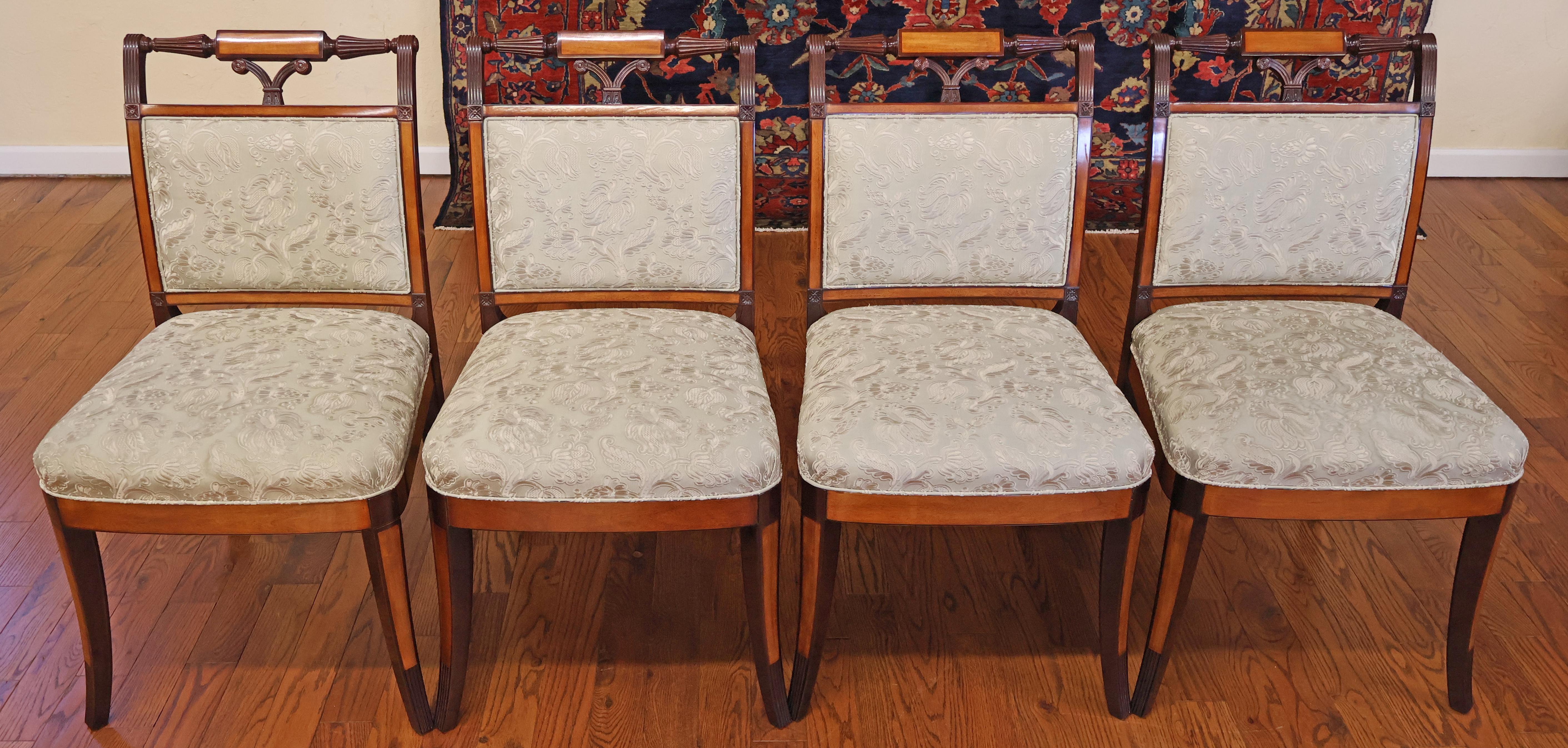 8 Kindel Winterthur Collection Mahogany And Maple Inlaid Seymour Dining Chairs For Sale 2