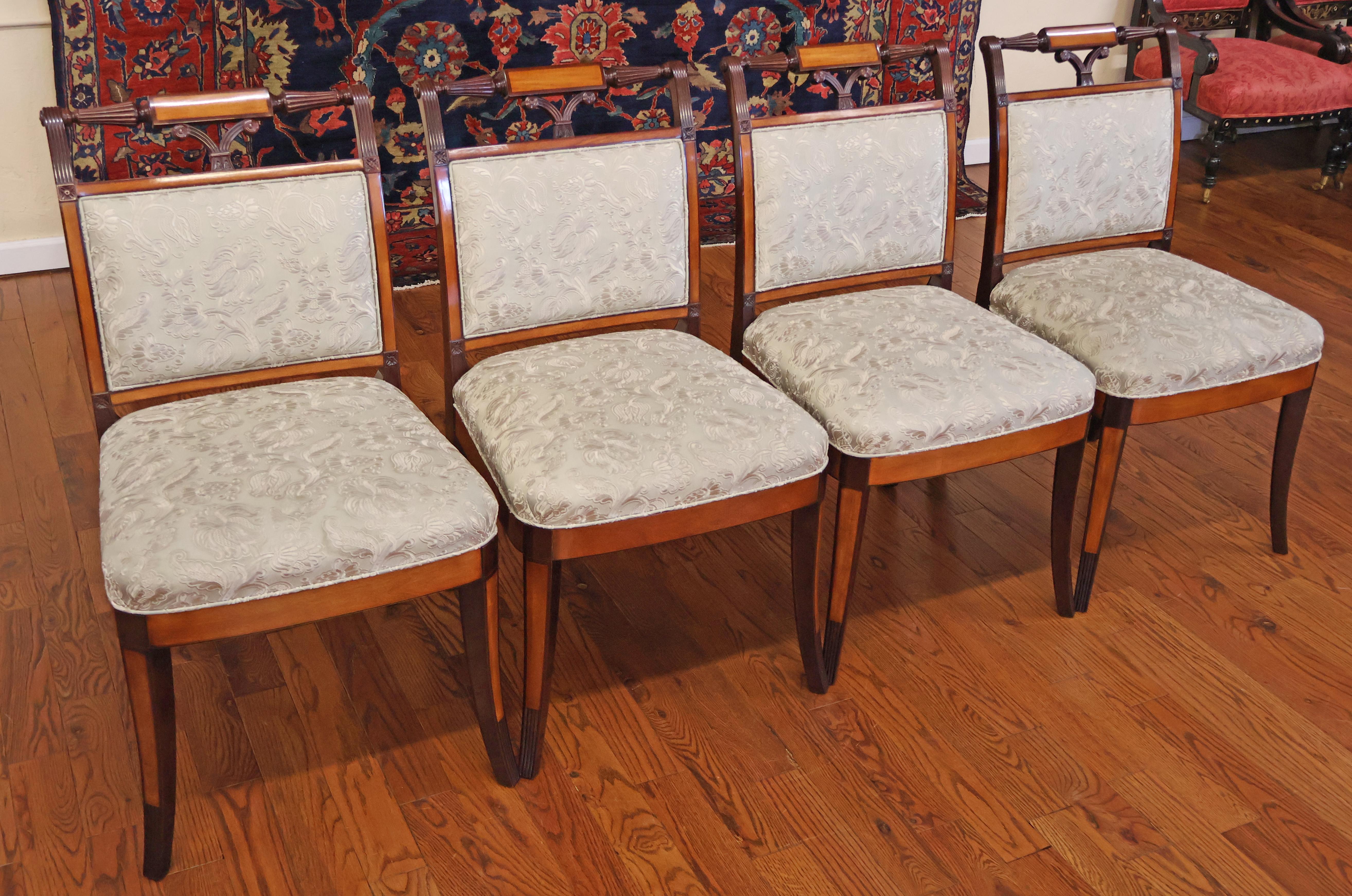 8 Kindel Winterthur Collection Mahogany And Maple Inlaid Seymour Dining Chairs For Sale 3