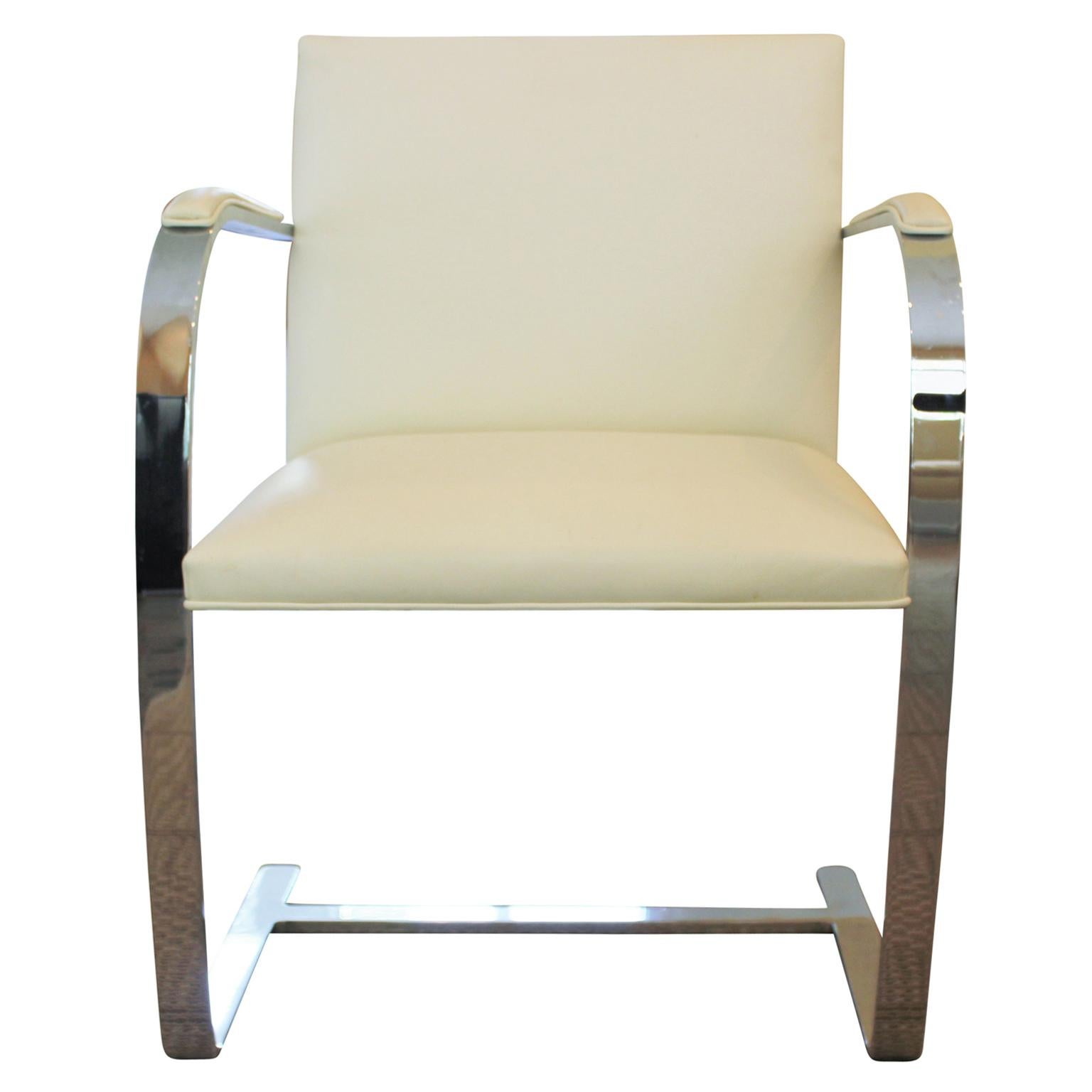 20th Century 8 Knoll Chrome and White Leather Modern Chairs