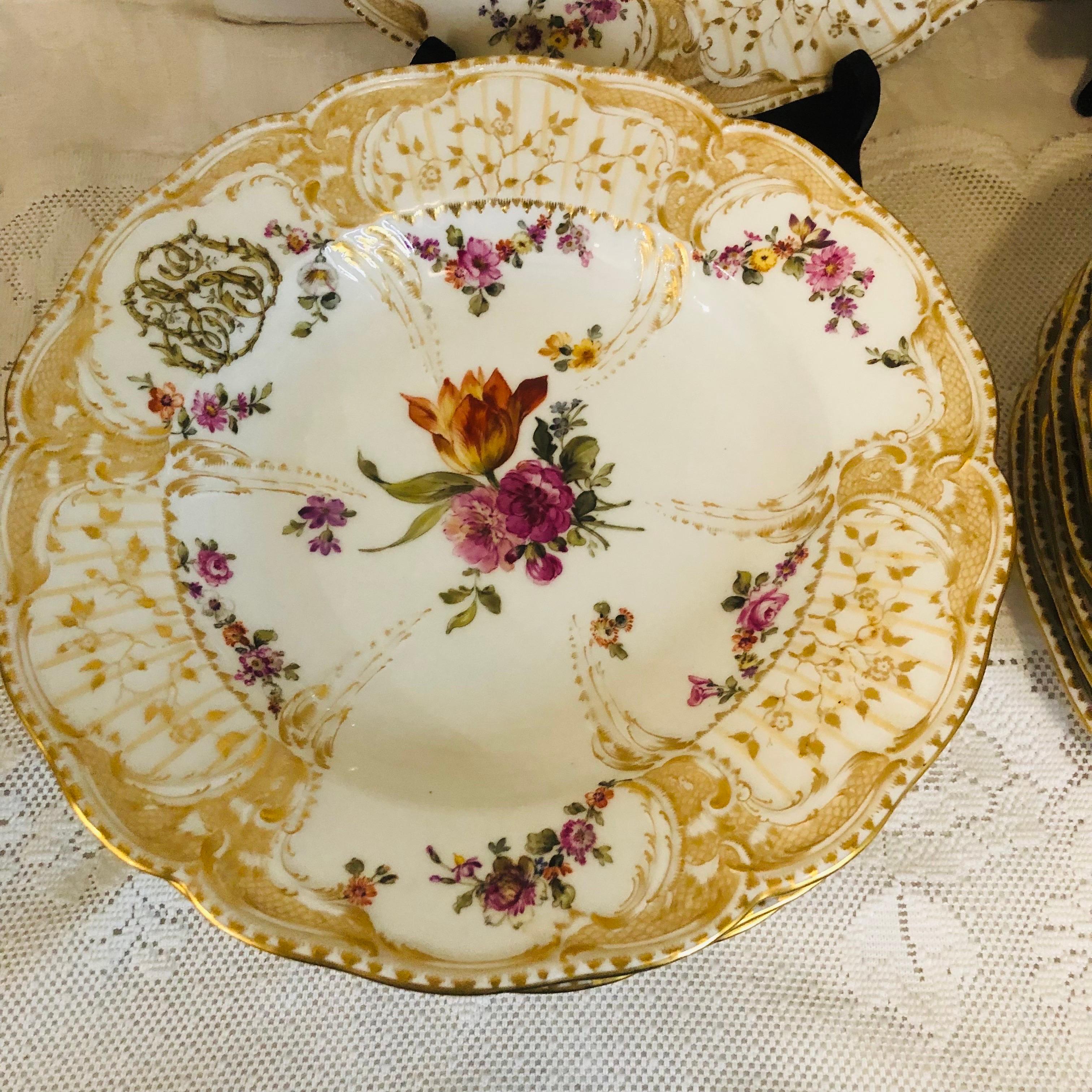 German 8 KPM Dinner Plates & Rim Soups in the Manner of the Potsdam Service