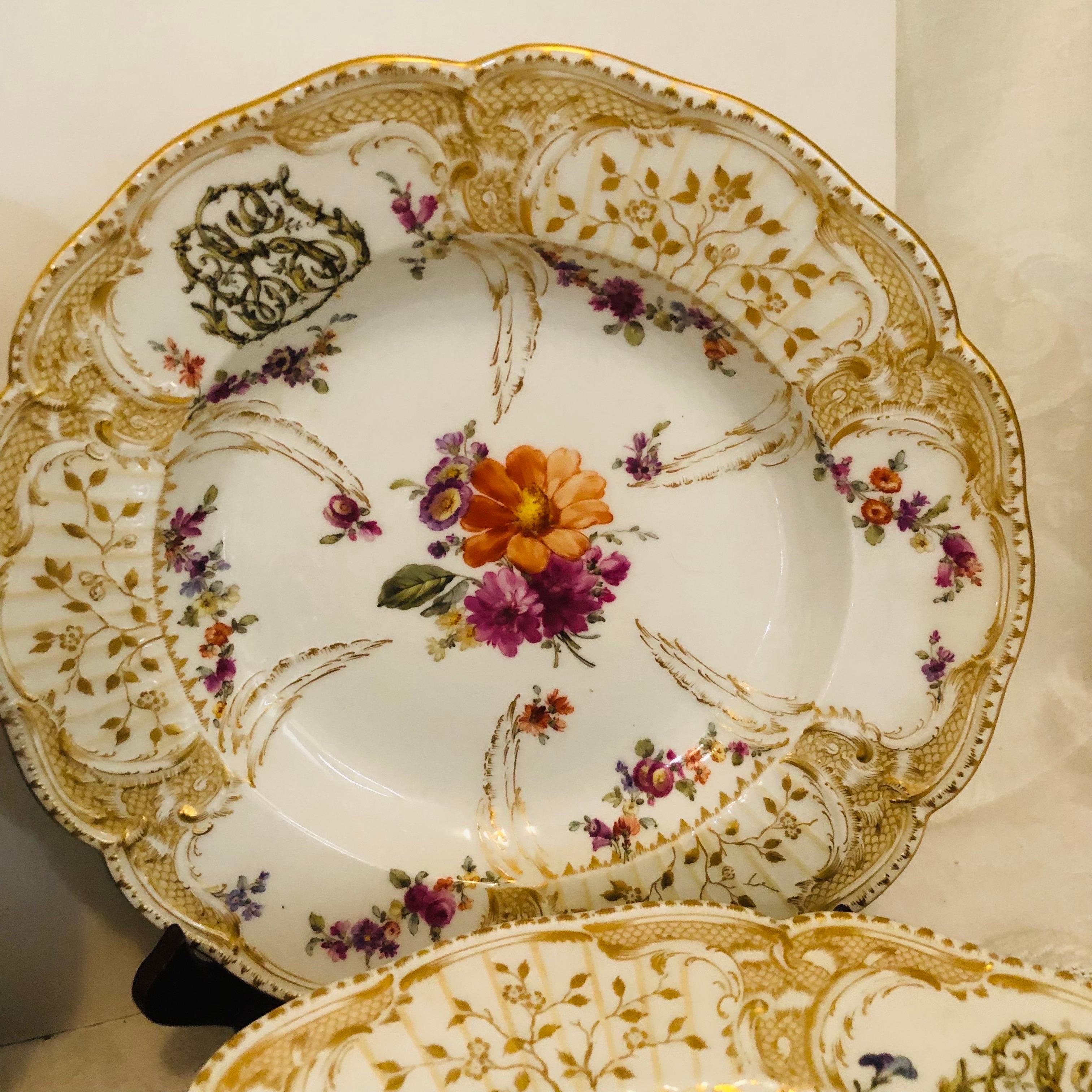 Early 20th Century 8 KPM Dinner Plates & Rim Soups in the Manner of the Potsdam Service