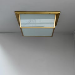8 grandi lampade da incasso francesi in bronzo di pregio della metà del secolo scorso con vetro Saint Gobain
