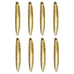 8 Large Gilded Palm Leaf Murano Glass Wall Lights
